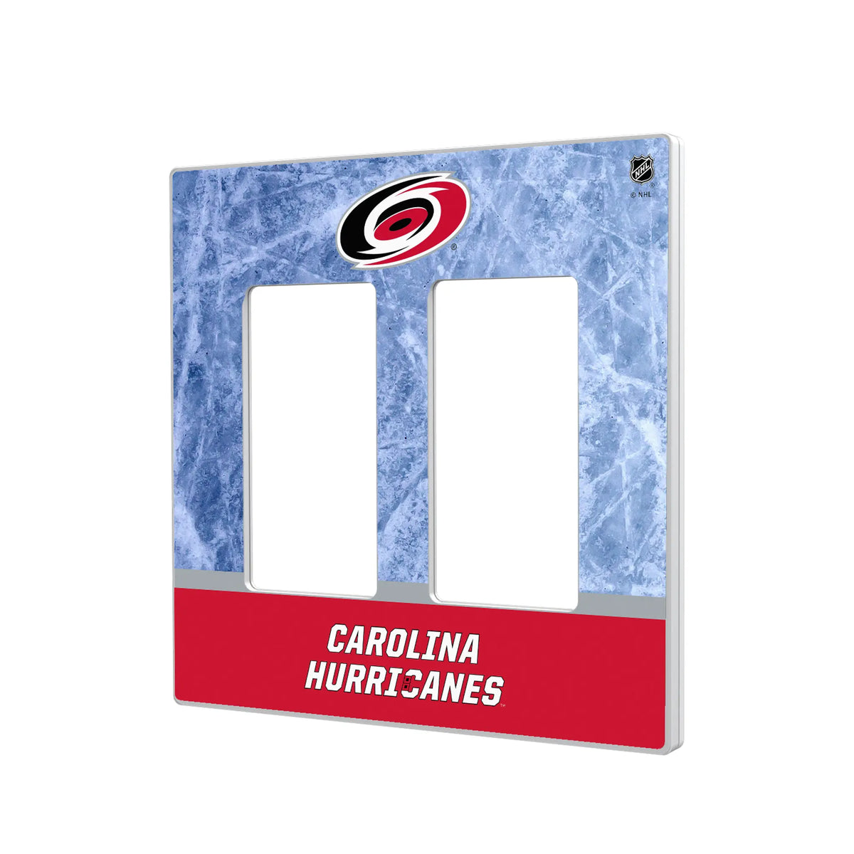 Carolina Hurricanes Ice Wordmark Hidden-Screw Light Switch Plate#Style_Double Rocker