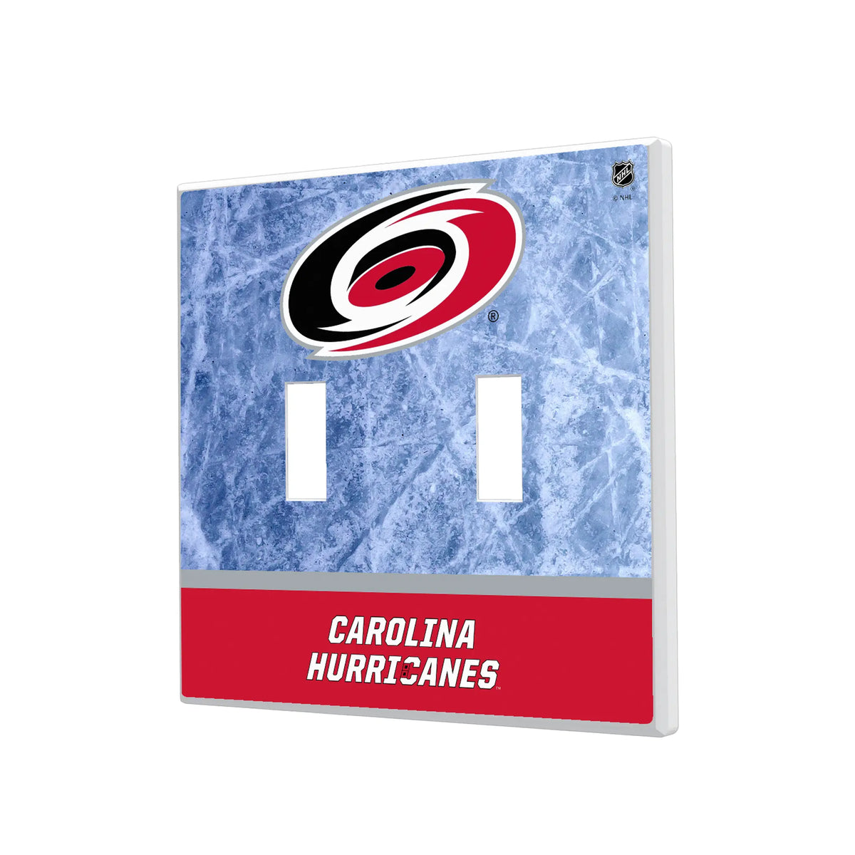 Carolina Hurricanes Ice Wordmark Hidden-Screw Light Switch Plate#Style_Double Toggle