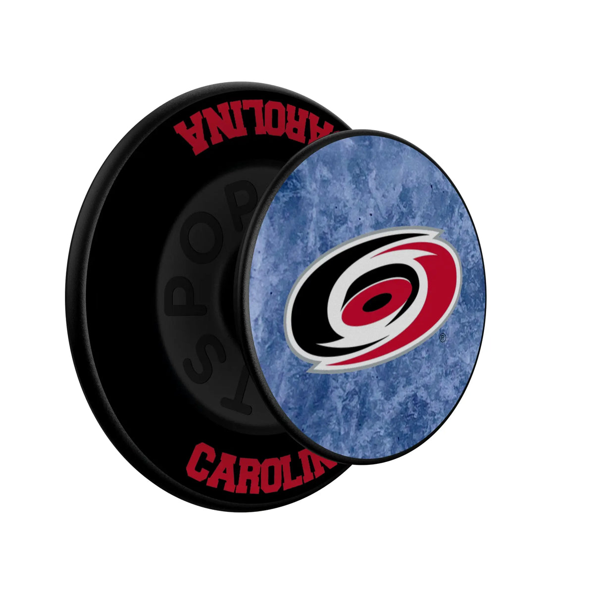 Carolina Hurricanes Ice Wordmark Popsockets Round Magnetic - Isometric View