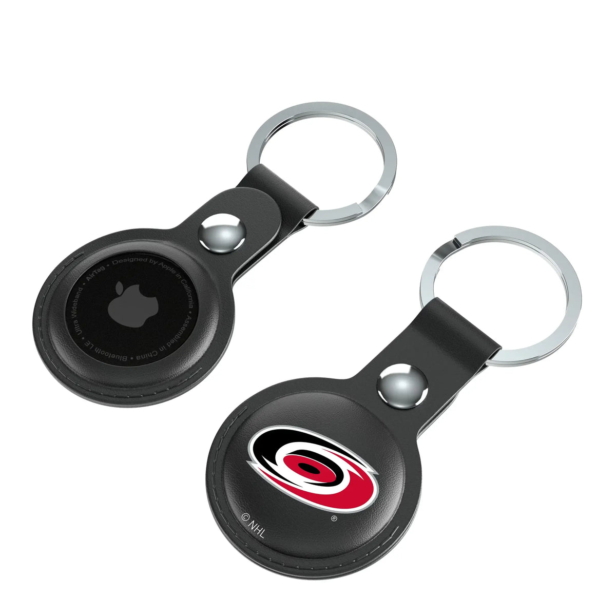 Carolina Hurricanes Insignia AirTag Black Airtag Holder 2-Pack - Isometric View