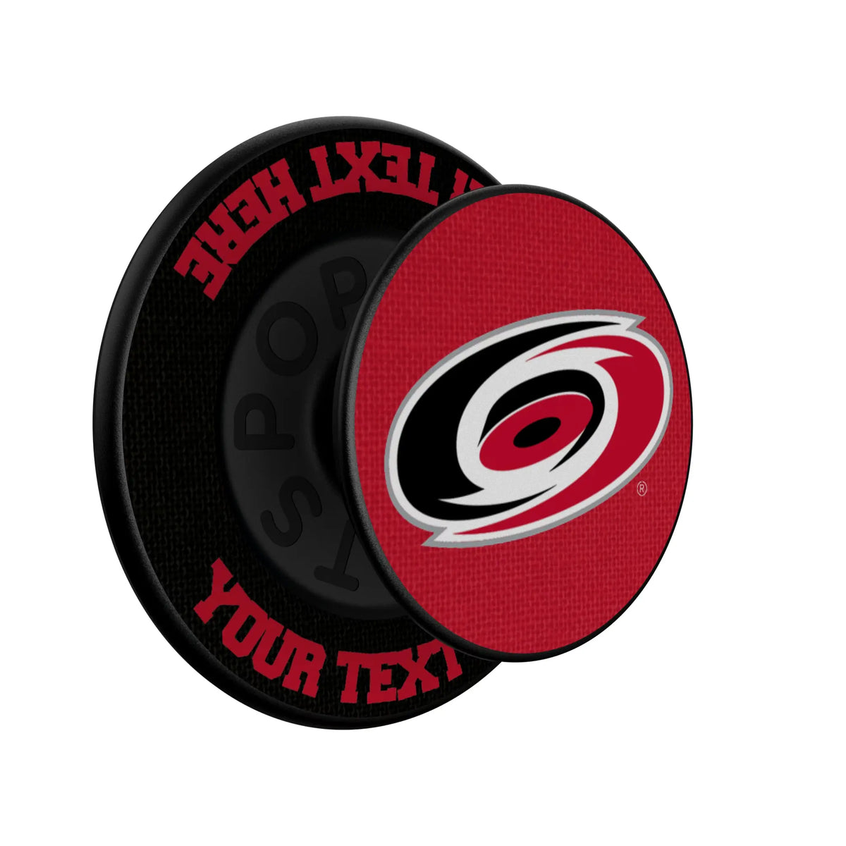 Carolina Hurricanes Personalized Endzone Solid Popsockets Round Magnetic - Isometric View