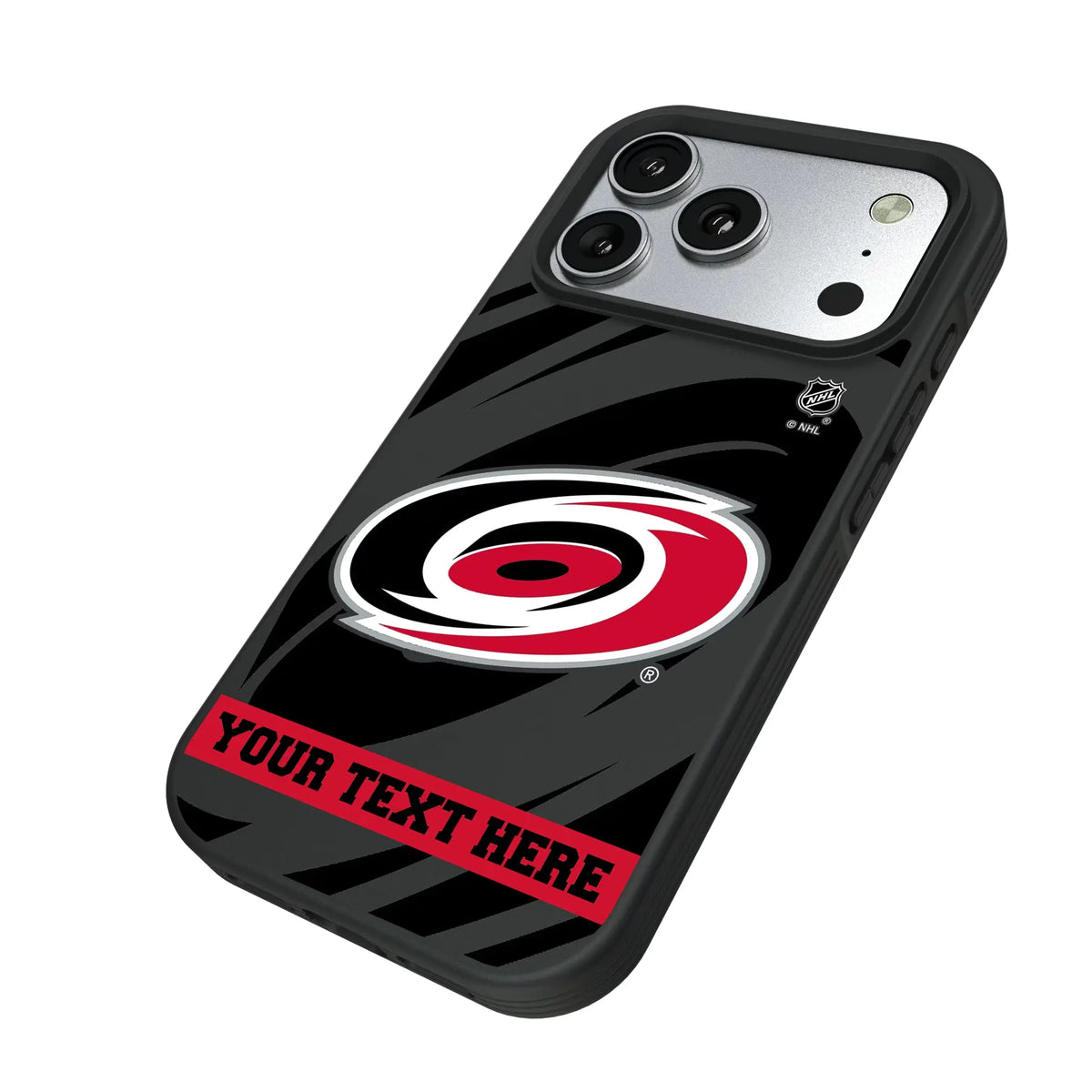 Carolina Hurricanes Personalized Tilt iPhone Bump Phone Case for Apple iPhone - Isometric View#Device_iPhone 17 Pro