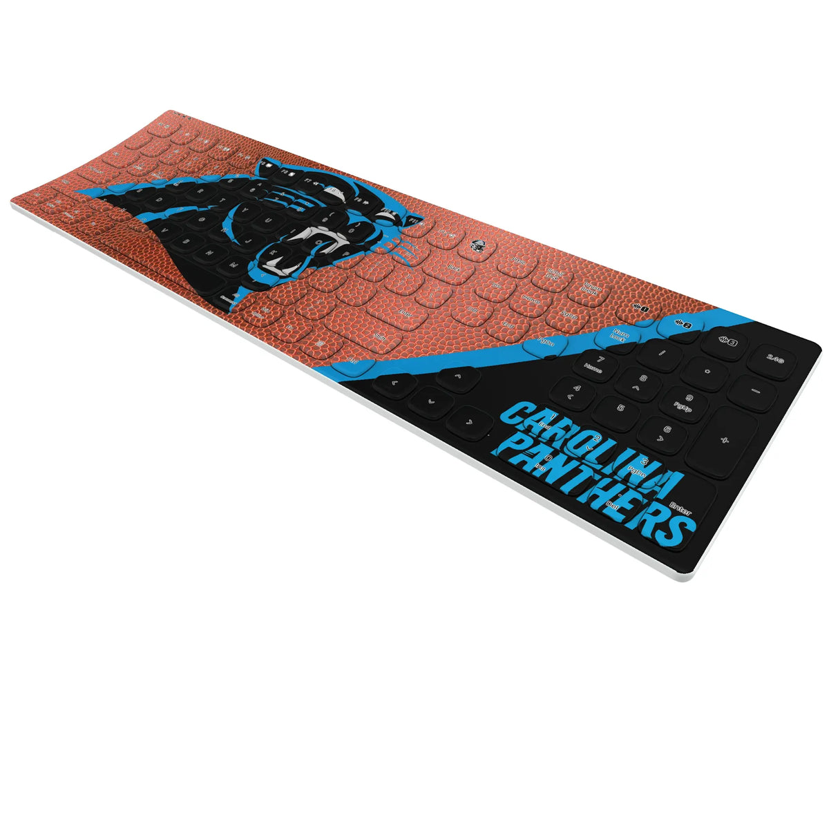 Carolina Panthers Football KKB605 Curved Wireless Keyboard - Isometric View