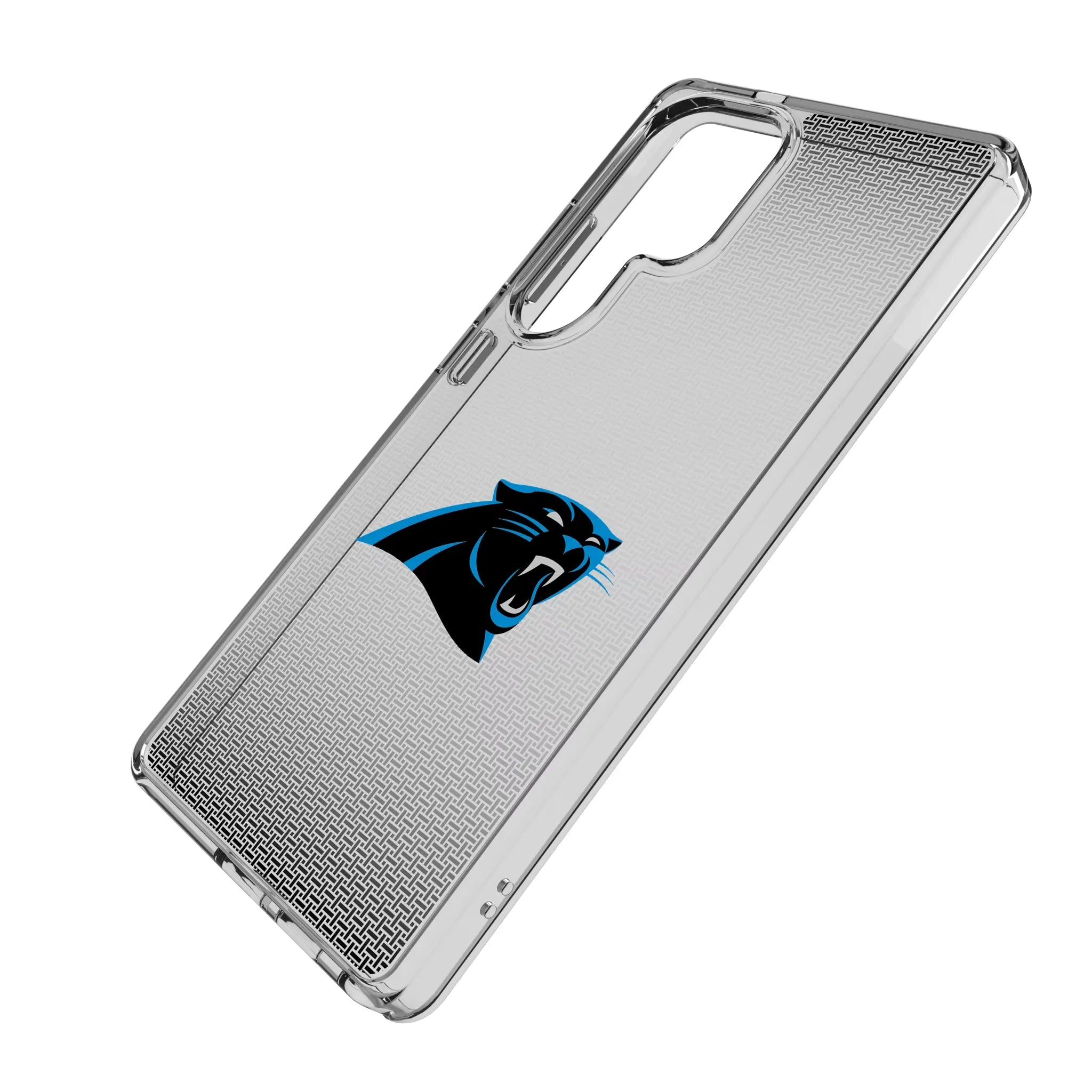 Carolina Panthers Linen Galaxy Clear Phone Case for Samsung Galaxy - Isometric View#Device_Galaxy S25 Ultra