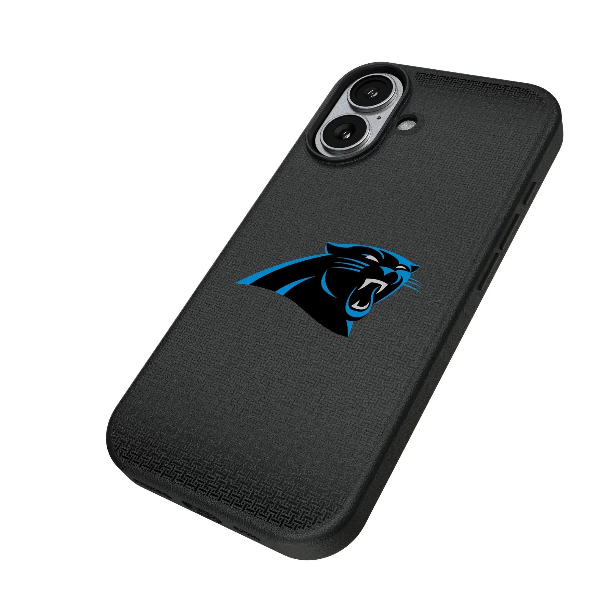 Carolina Panthers Linen iPhone MagSafe Compatible Phone Case for Apple iPhone - Isometric View#Device_iPhone 17