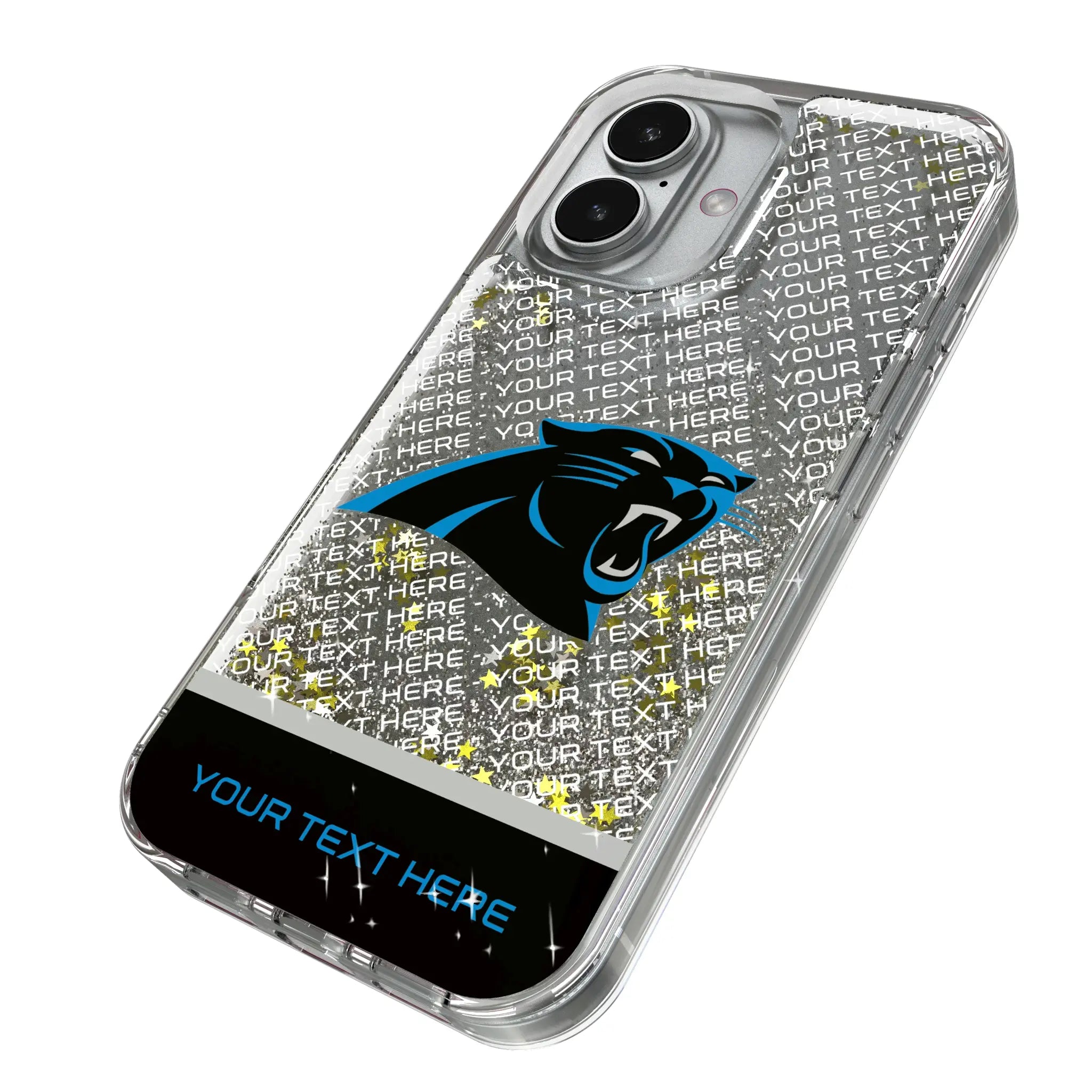 Carolina Panthers Personalized EndZone Plus iPhone Glitter Phone Case for Apple iPhone - Isometric View