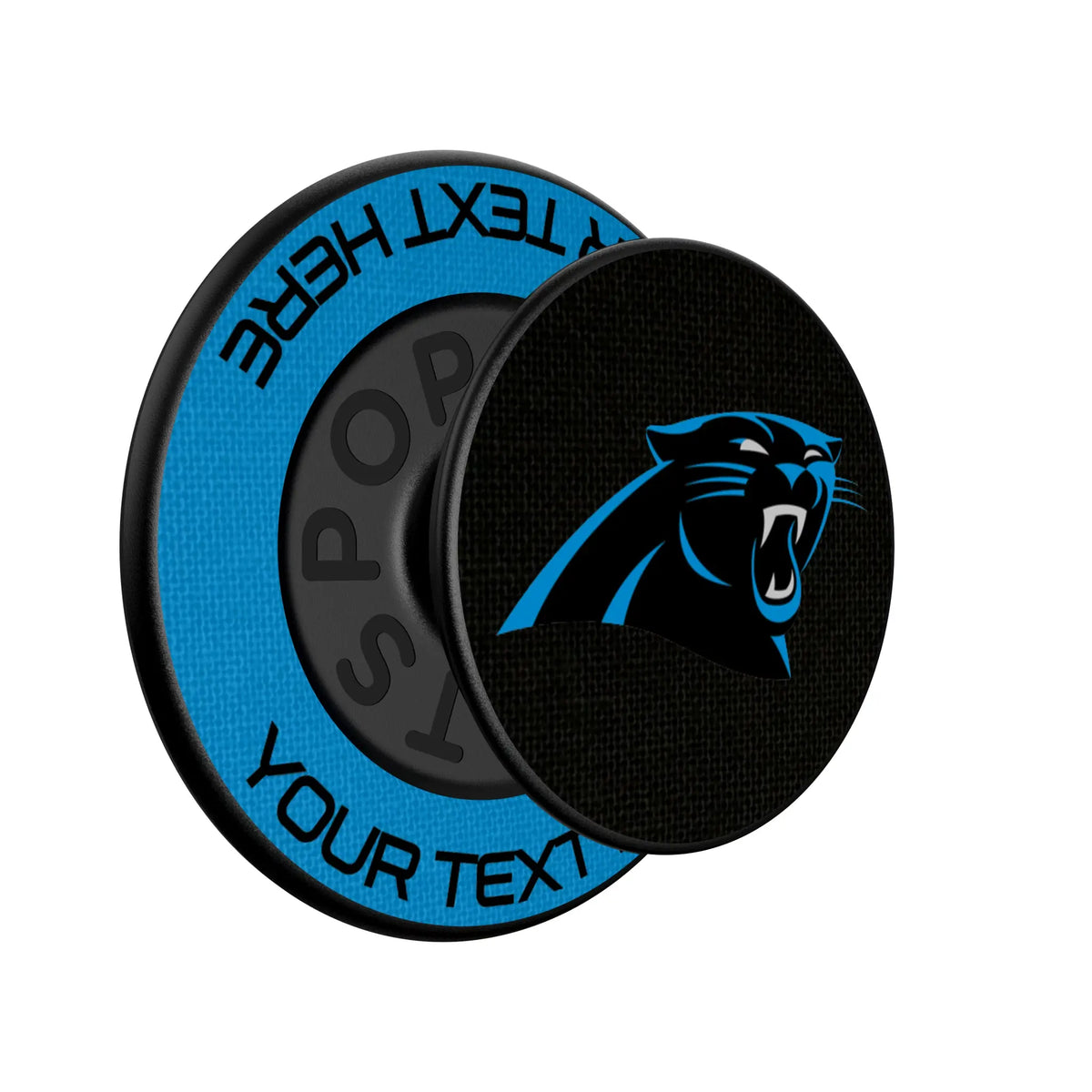 Carolina Panthers Personalized Endzone Solid Popsockets Round Magnetic - Isometric View