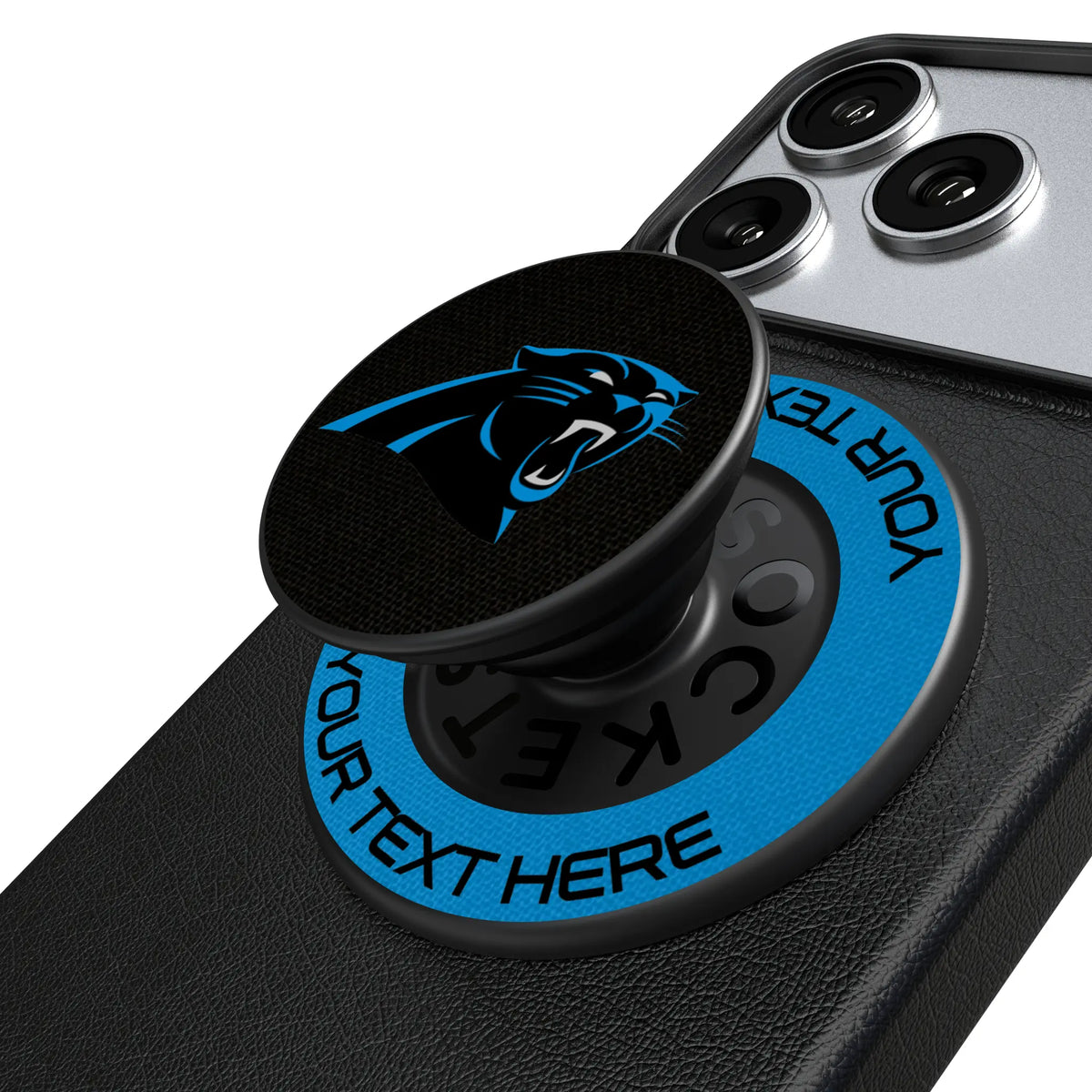Carolina Panthers Personalized Endzone Solid Popsockets Round Magnetic