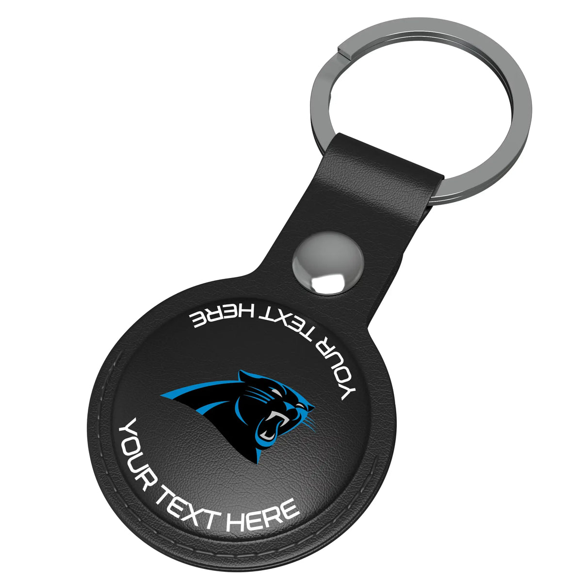 Carolina Panthers Personalized Insignia AirTag Black Airtag Holder - Isometric View