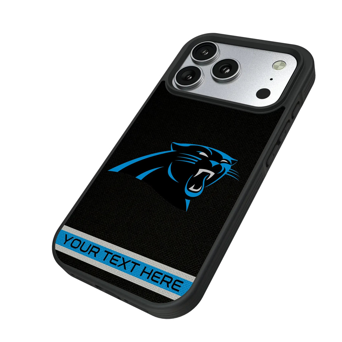 Carolina Panthers Personalized Stripe iPhone Bump Phone Case for Apple iPhone - Isometric View#Device_iPhone 17 Pro