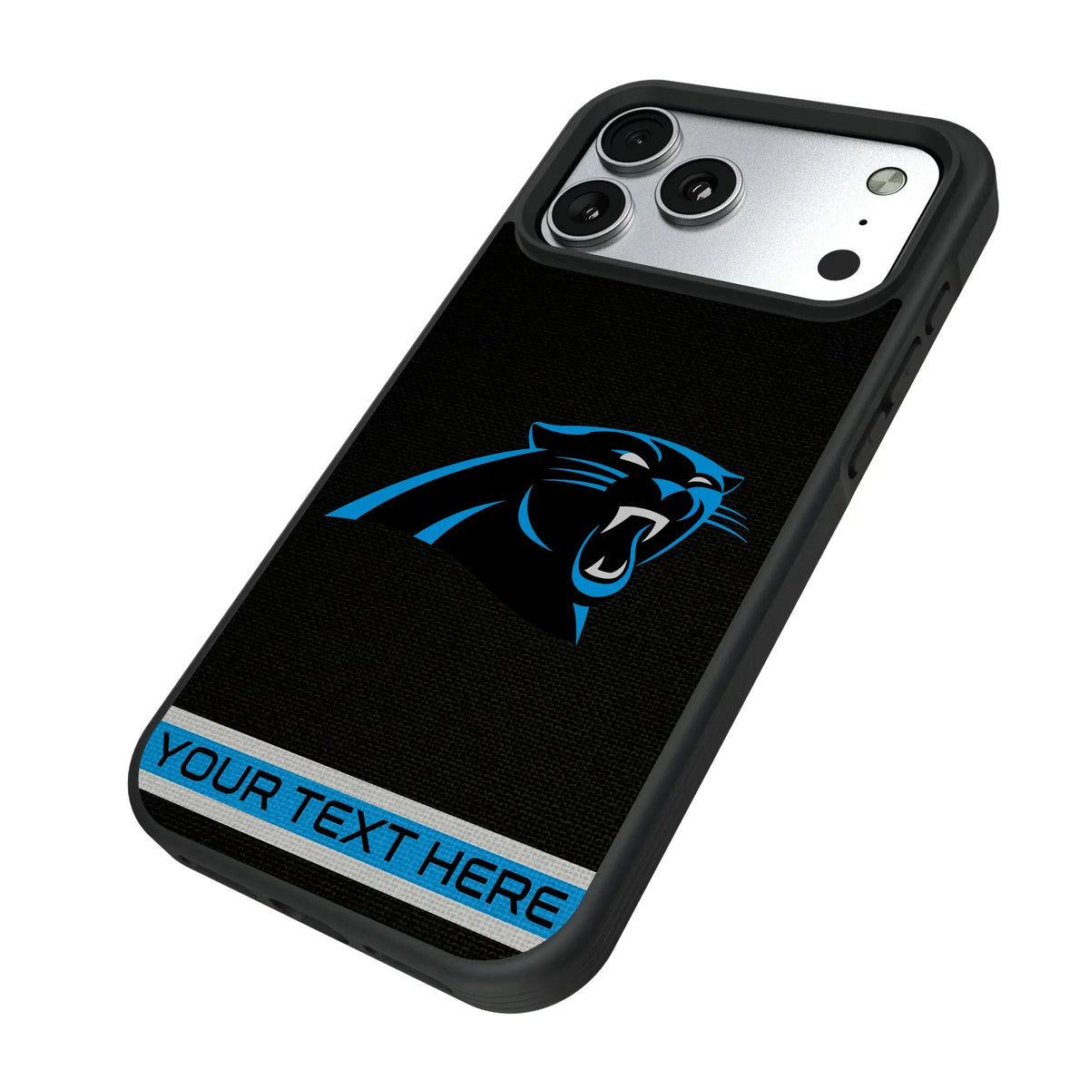 Carolina Panthers Personalized Stripe iPhone Bump Phone Case for Apple iPhone - Isometric View#Device_iPhone 17 Pro Max