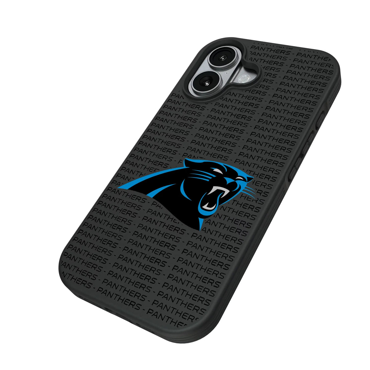 Carolina Panthers Text Backdrop iPhone Bump Phone Case for Apple iPhone - Isometric View#Device_iPhone 17
