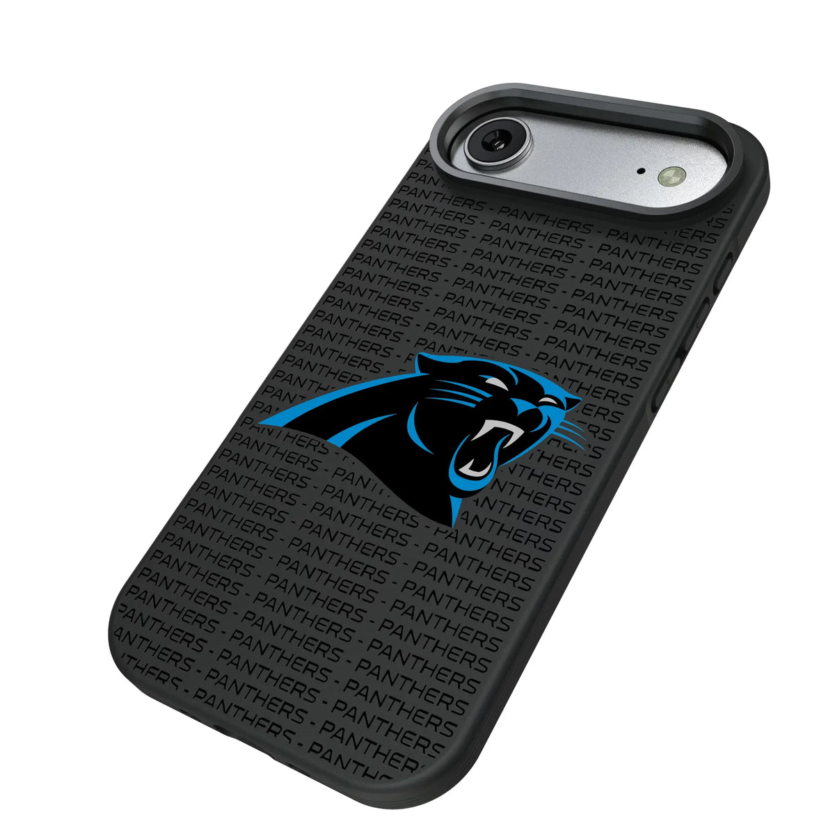 Carolina Panthers Text Backdrop iPhone Bump Phone Case for Apple iPhone - Isometric View#Device_iPhone Air