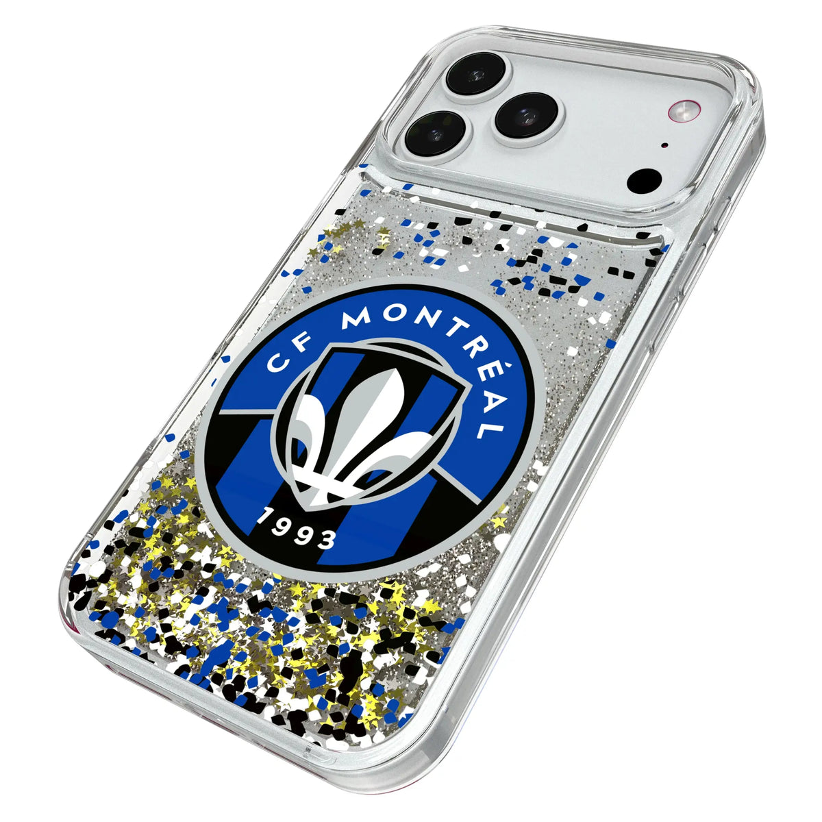 CF Montreal Confetti iPhone Glitter Phone Case for Apple iPhone - Isometric View#Device_iPhone 18 Pro Max