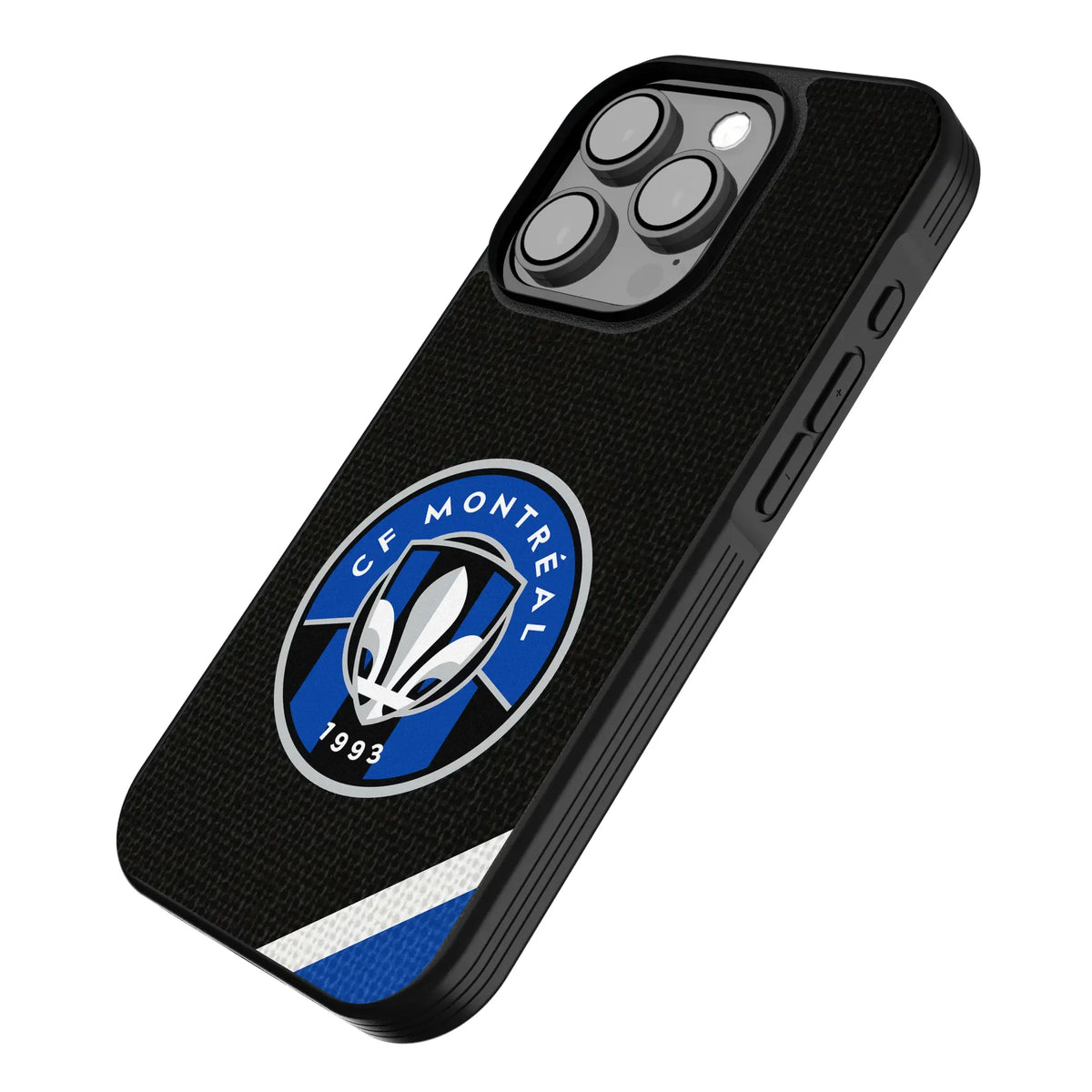 CF Montreal Diagonal Stripe iPhone Bump Phone Case for Apple iPhone - Isometric View