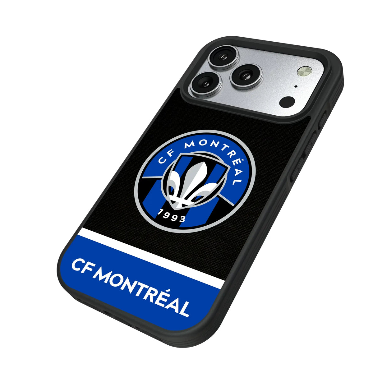 CF Montreal Endzone Solid iPhone Bump Phone Case for Apple iPhone - Isometric View#Device_iPhone 17 Pro