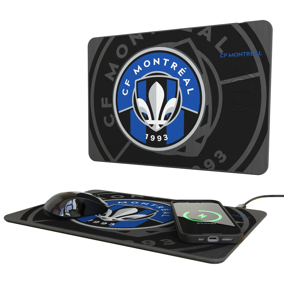 CF Montreal Monocolor Tilt 15-Watt Wireless Charger and Mouse Pad