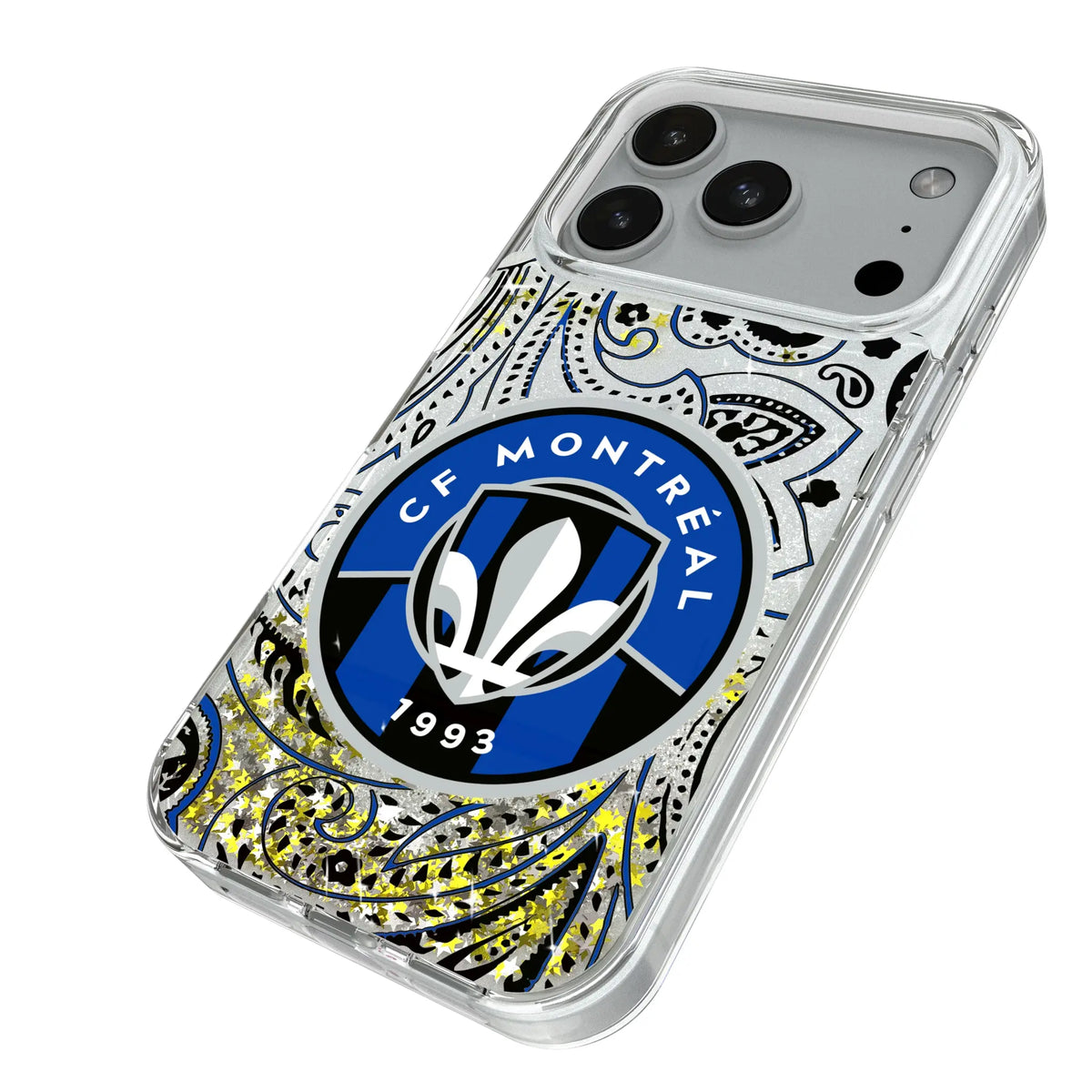 CF Montreal Paisley iPhone Glitter Phone Case for Apple iPhone - Isometric View#Device_iPhone 18 Pro