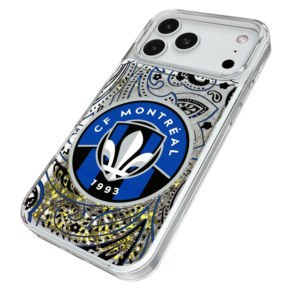CF Montreal Paisley iPhone Glitter Phone Case for Apple iPhone - Isometric View#Device_iPhone 18 Pro Max
