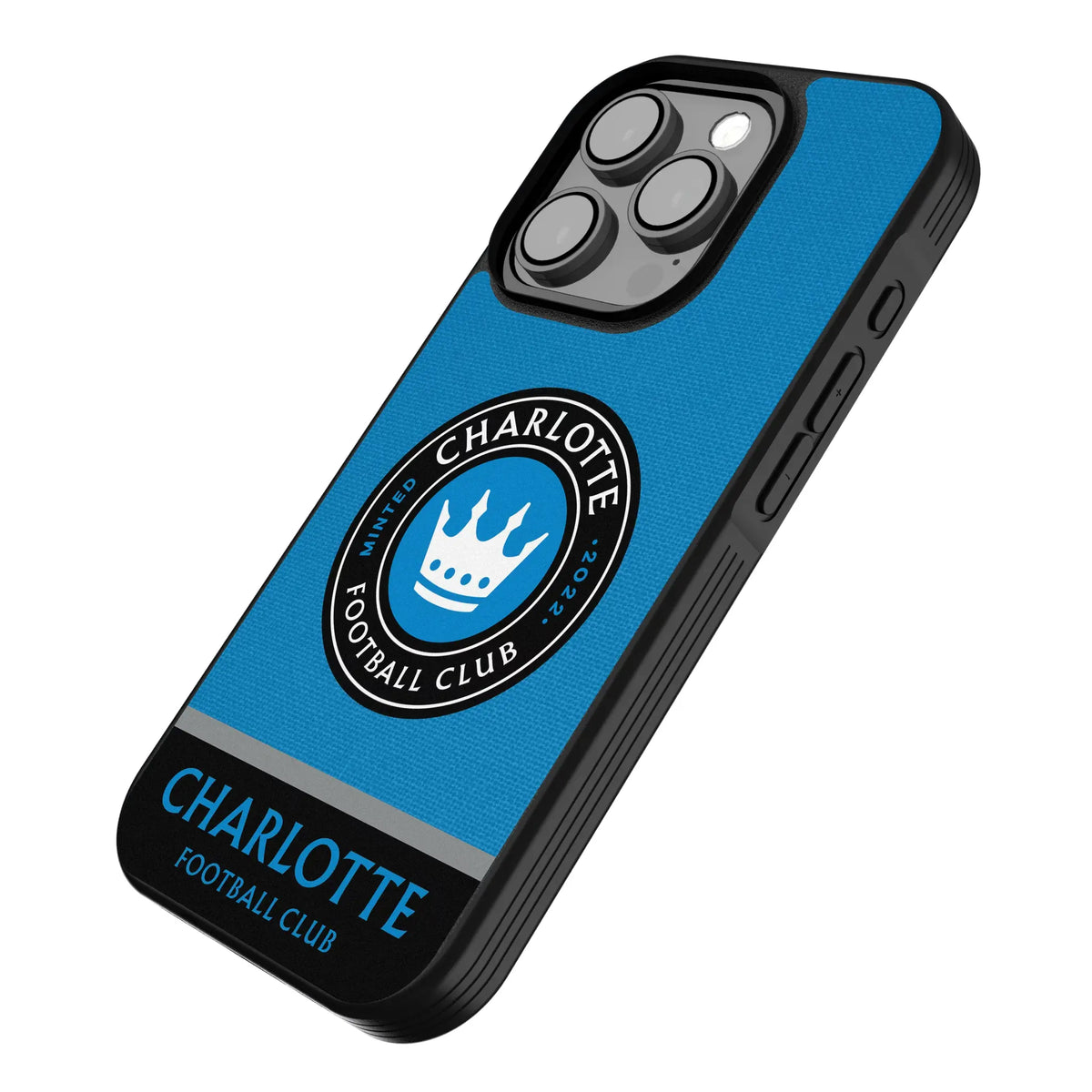 Charlotte FC Endzone Solid iPhone Bump Phone Case for Apple iPhone - Isometric View