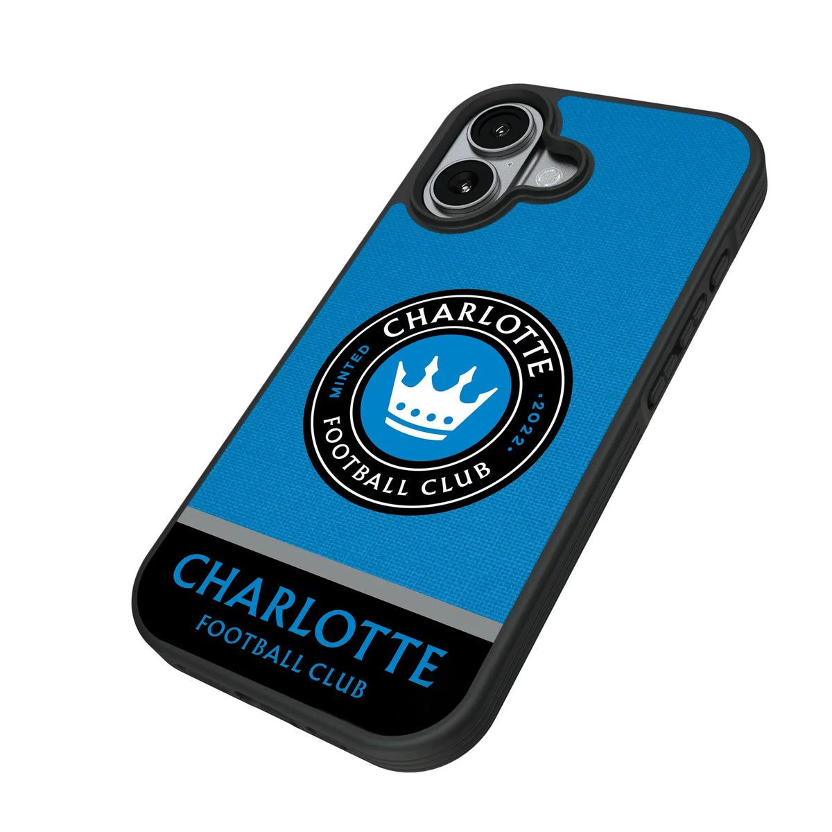 Charlotte FC Endzone Solid iPhone Bump Phone Case for Apple iPhone - Isometric View#Device_iPhone 17