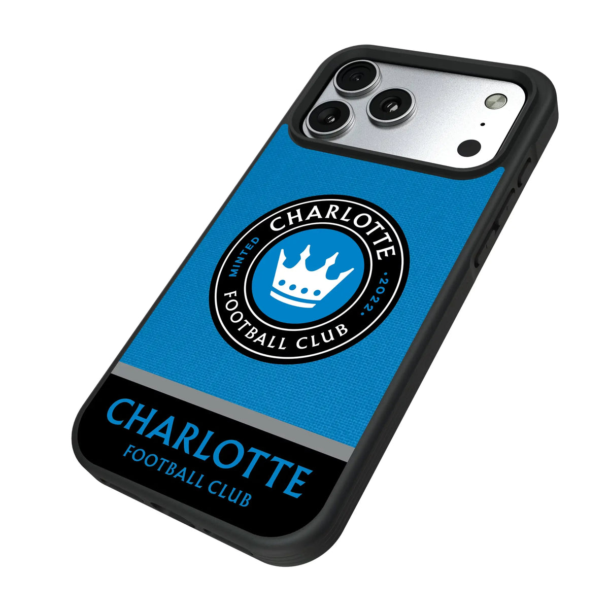 Charlotte FC Endzone Solid iPhone Bump Phone Case for Apple iPhone - Isometric View#Device_iPhone 17 Pro Max