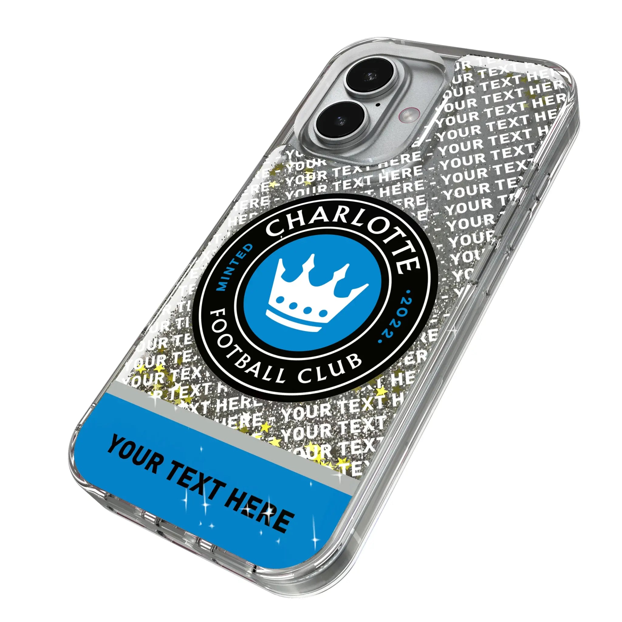Charlotte FC Personalized EndZone Plus iPhone Glitter Phone Case for Apple iPhone - Isometric View