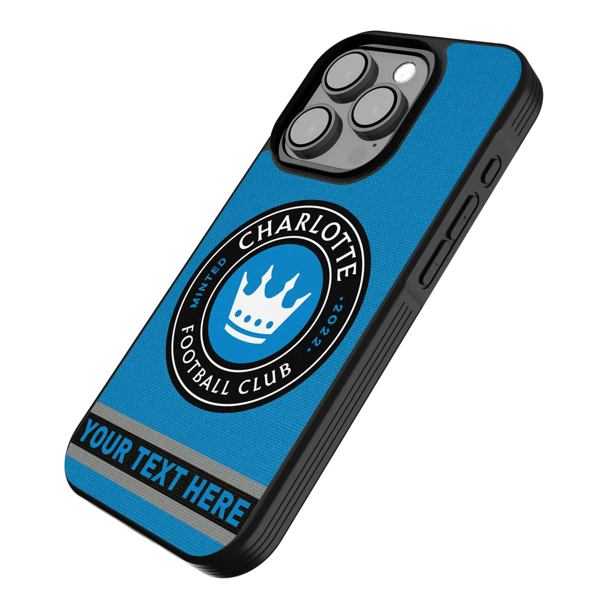 Charlotte FC Personalized Stripe iPhone Bump Phone Case for Apple iPhone - Isometric View
