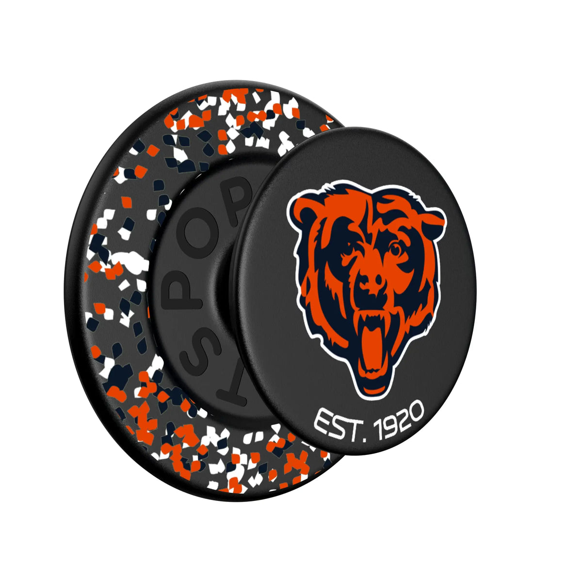 Chicago Bears Confetti Popsockets Round Magnetic - Isometric View