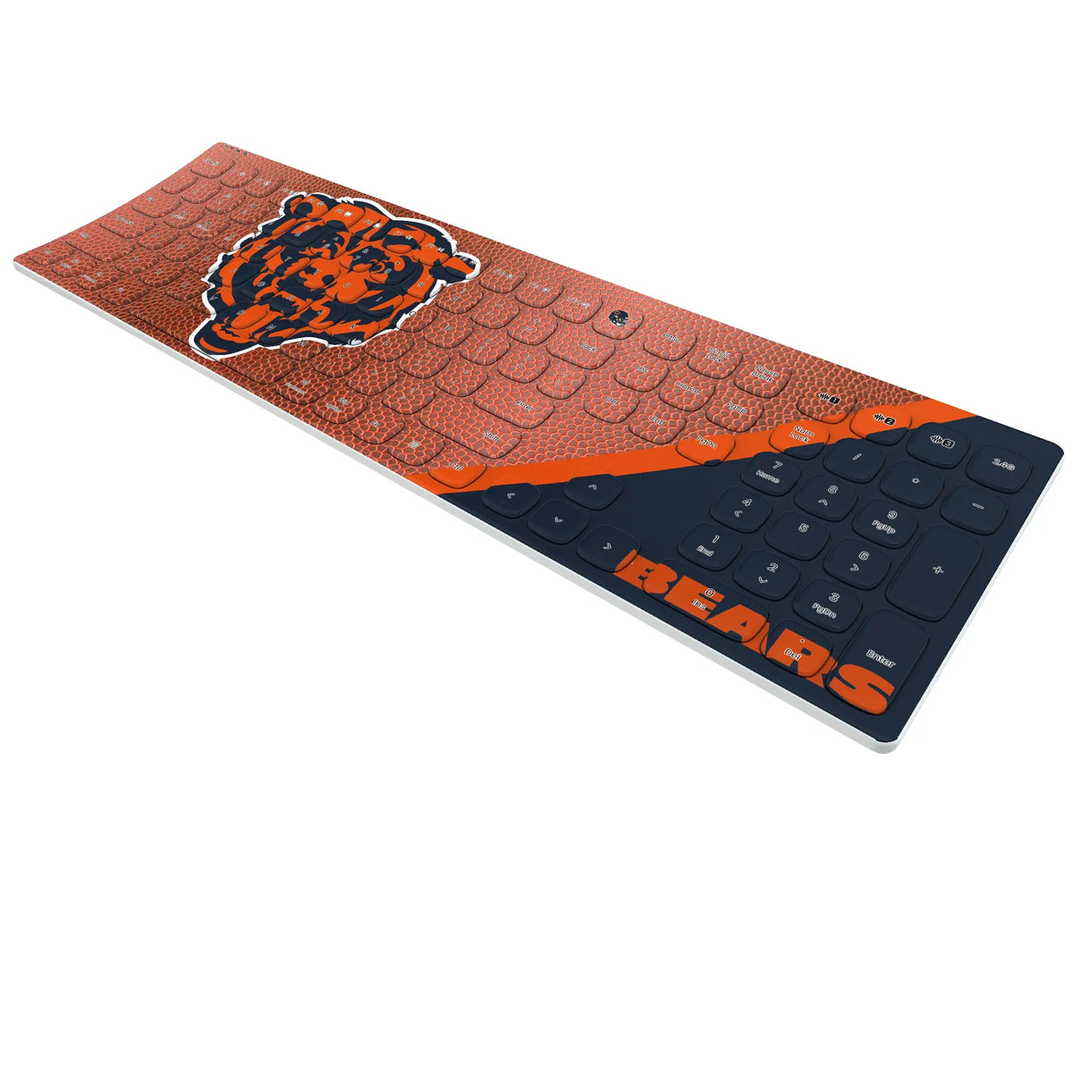 Chicago Bears Football KKB605 Curved Wireless Keyboard - Isometric View