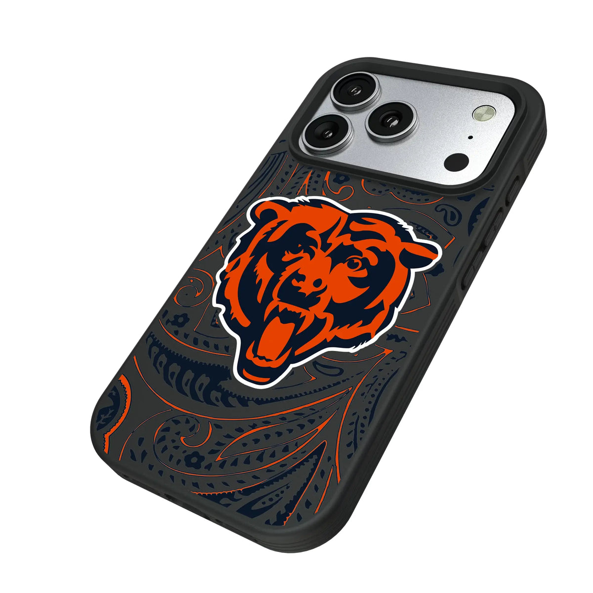 Chicago Bears Paisley iPhone Bump Phone Case for Apple iPhone - Isometric View#Device_iPhone 17 Pro