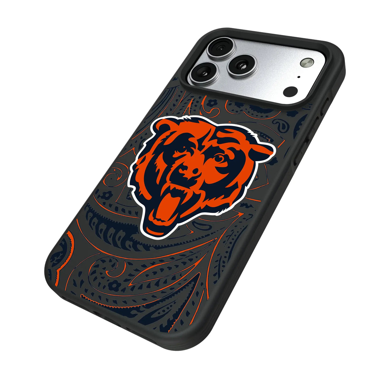 Chicago Bears Paisley iPhone Bump Phone Case for Apple iPhone - Isometric View#Device_iPhone 17 Pro Max