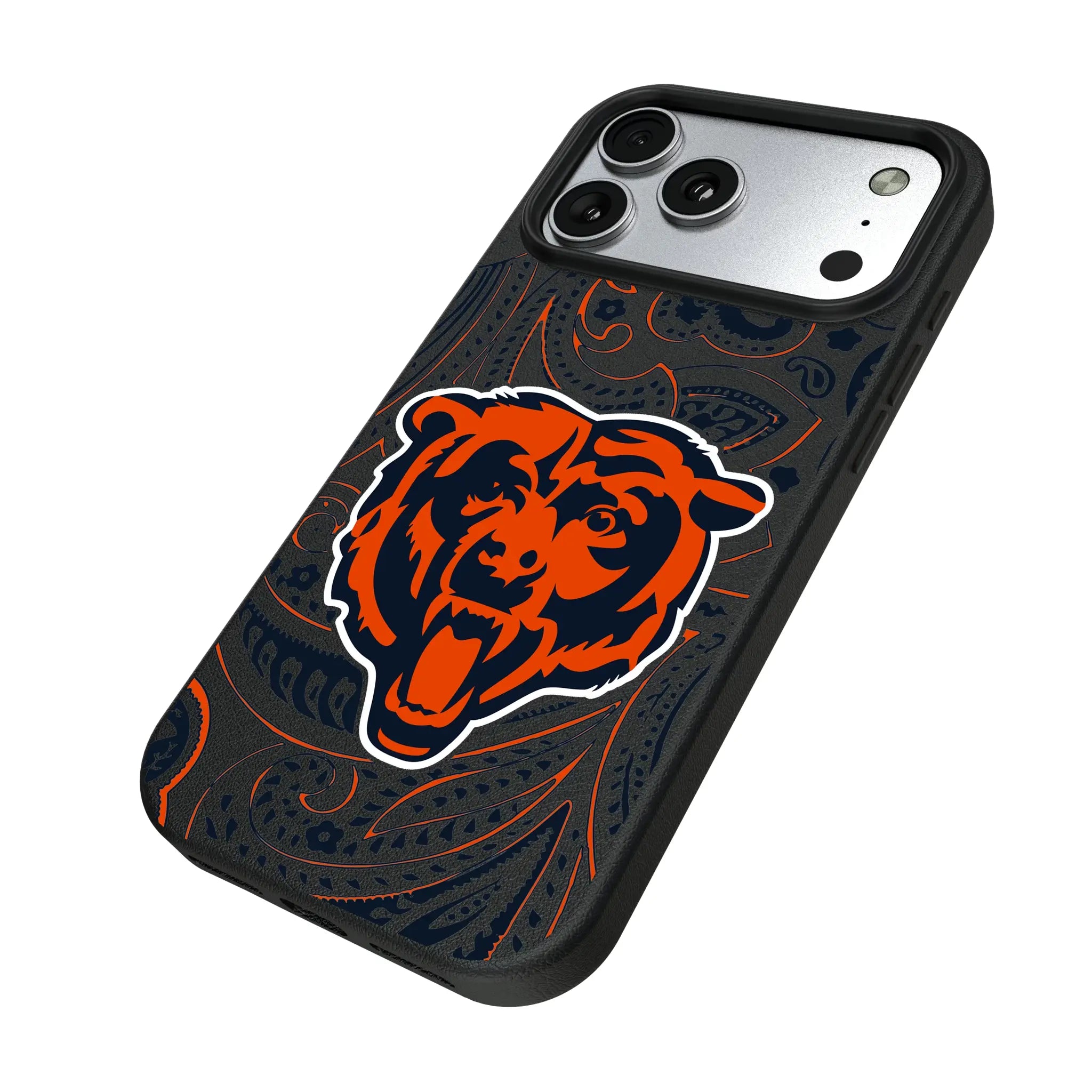 Chicago Bears Paisley iPhone MagSafe Compatible Phone Case for Apple iPhone - Isometric View#Device_iPhone 17 Pro Max