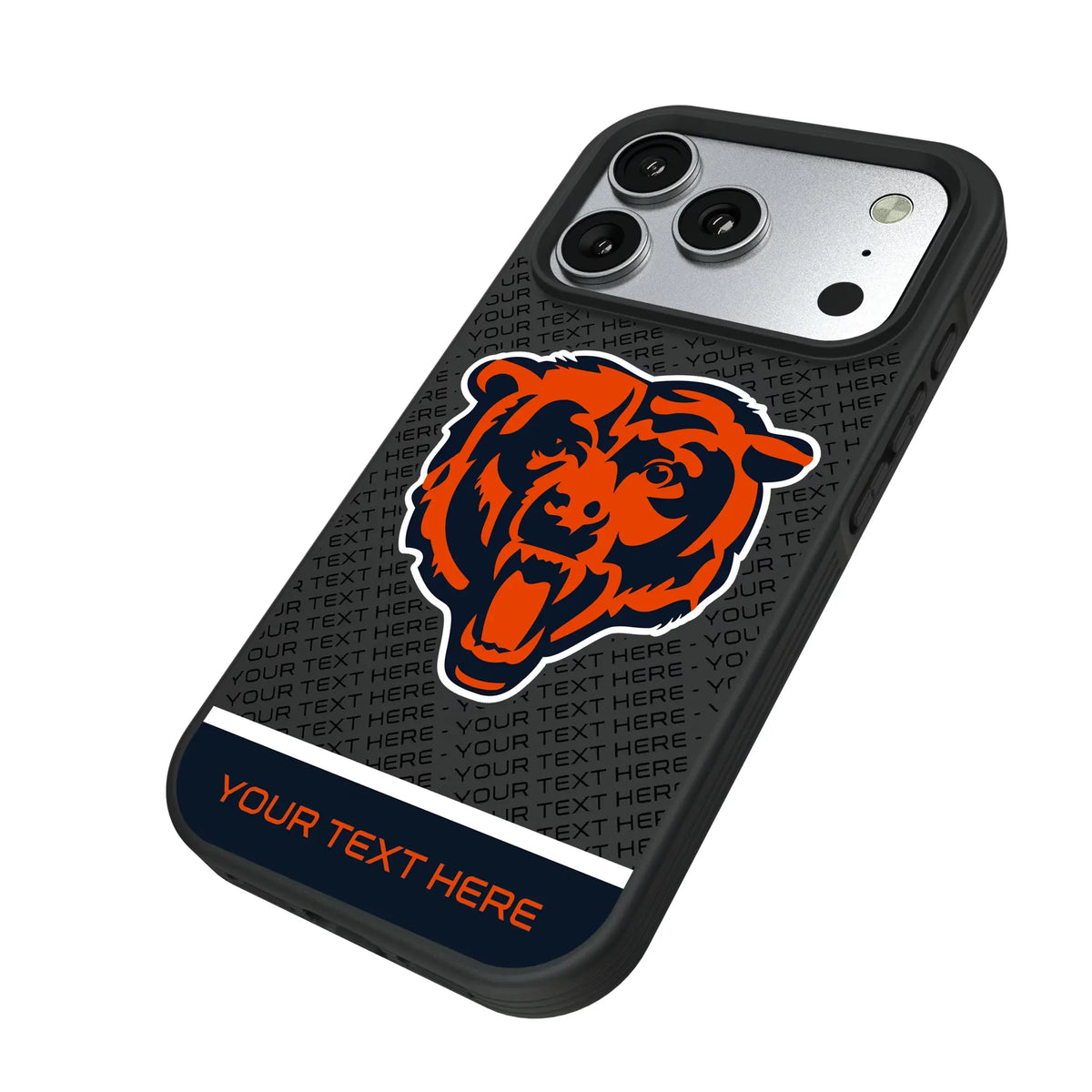 Chicago Bears Personalized EndZone Plus iPhone Bump Phone Case for Apple iPhone - Isometric View#Device_iPhone 17 Pro