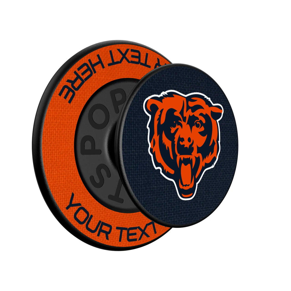 Chicago Bears Personalized Endzone Solid Popsockets Round Magnetic - Isometric View