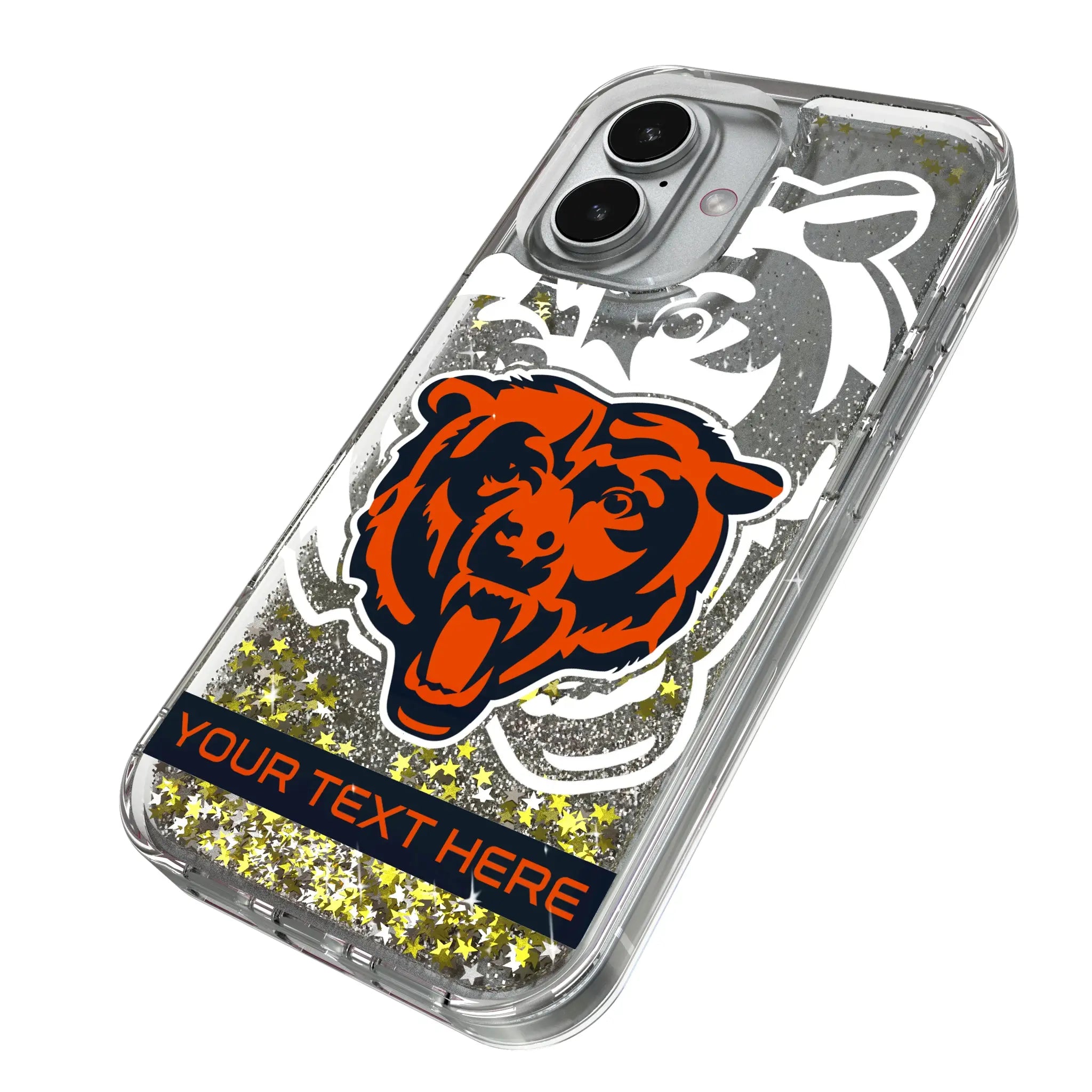 Chicago Bears Personalized Tilt iPhone Glitter Phone Case for Apple iPhone - Isometric View