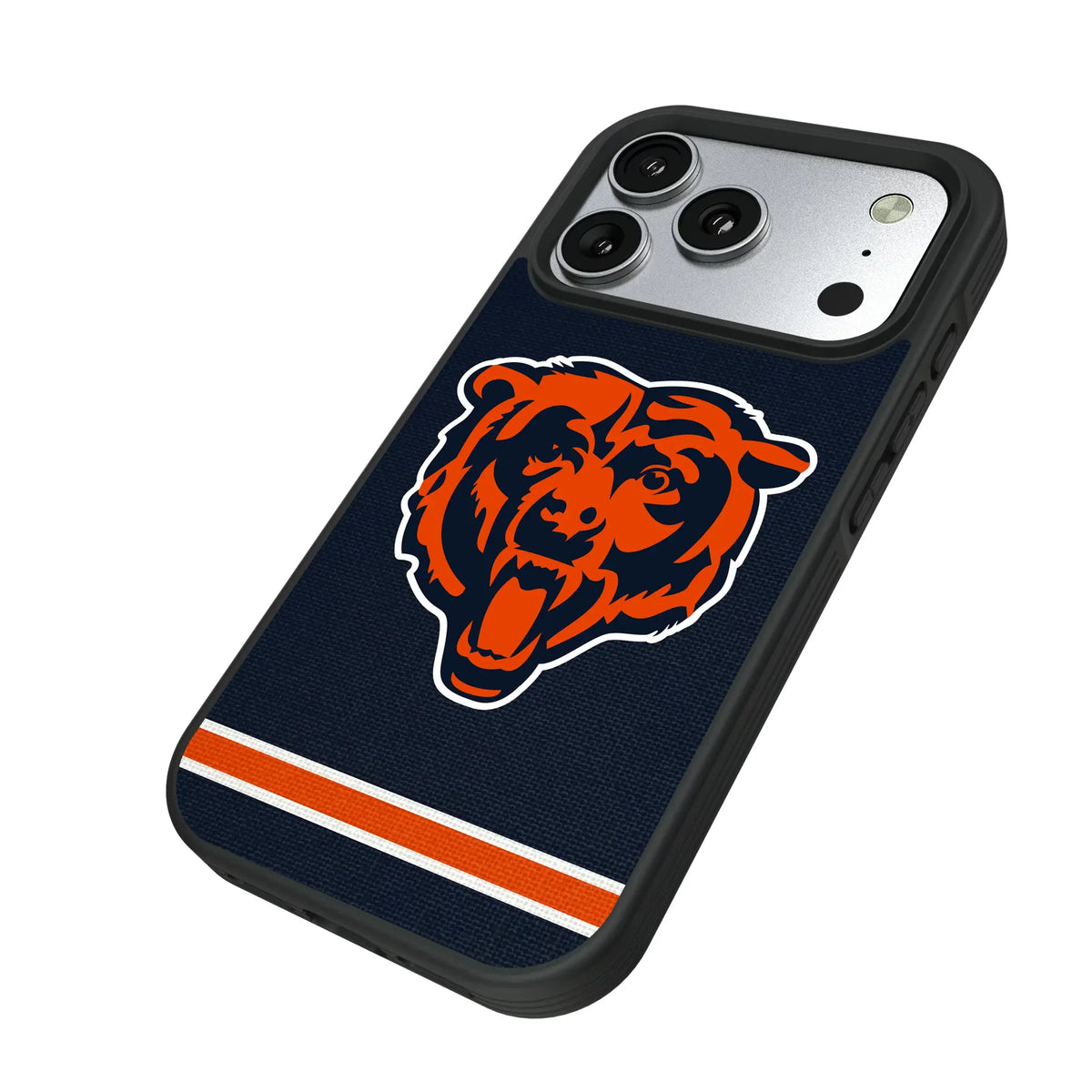 Chicago Bears Stripe iPhone Bump Phone Case for Apple iPhone - Isometric View#Device_iPhone 17 Pro