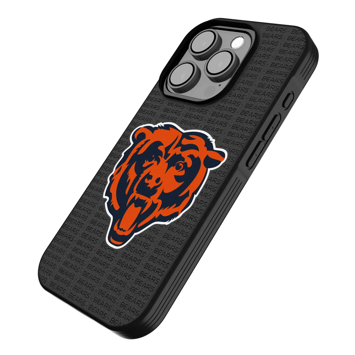 Chicago Bears Text Backdrop iPhone Bump Phone Case for Apple iPhone - Isometric View