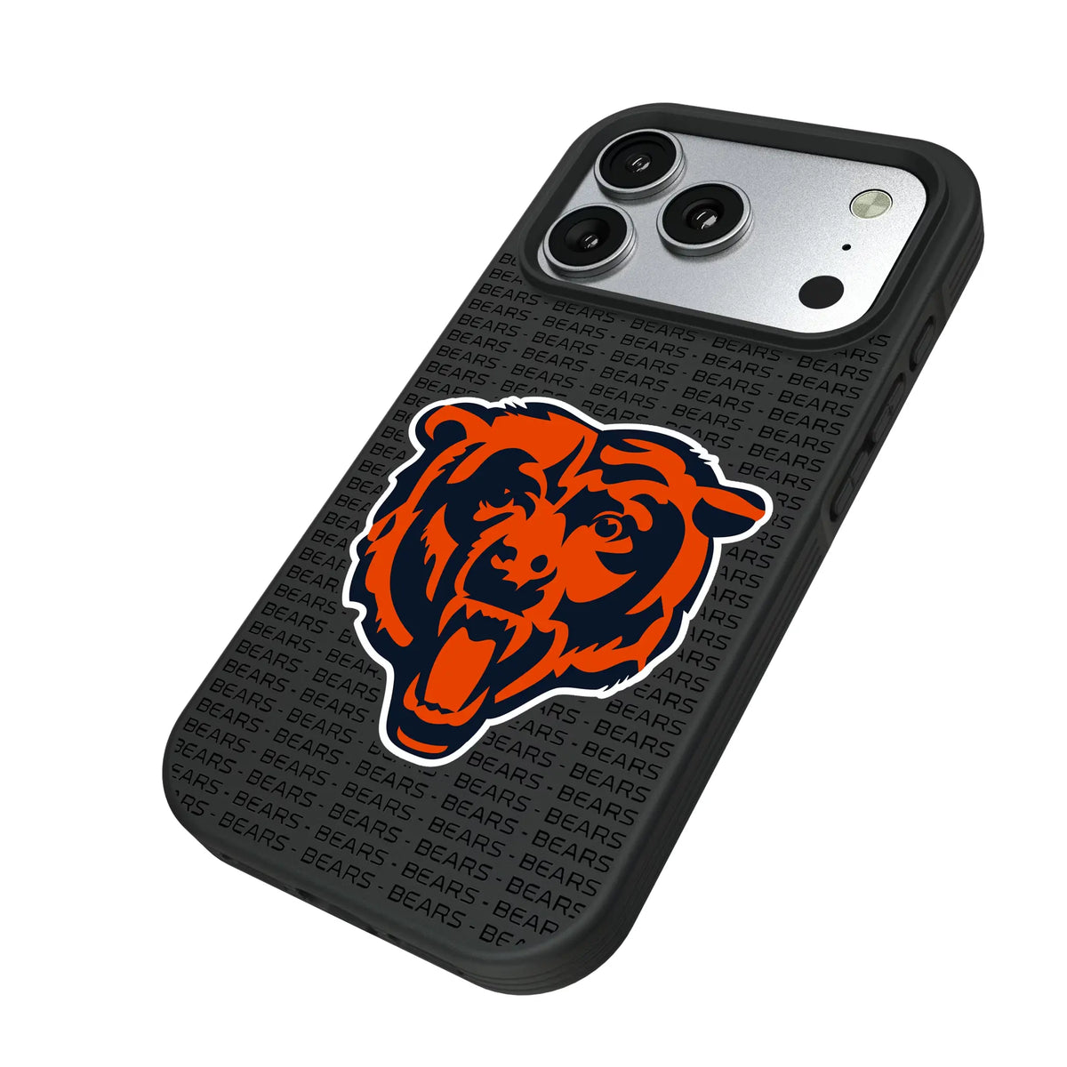 Chicago Bears Text Backdrop iPhone Bump Phone Case for Apple iPhone - Isometric View#Device_iPhone 17 Pro