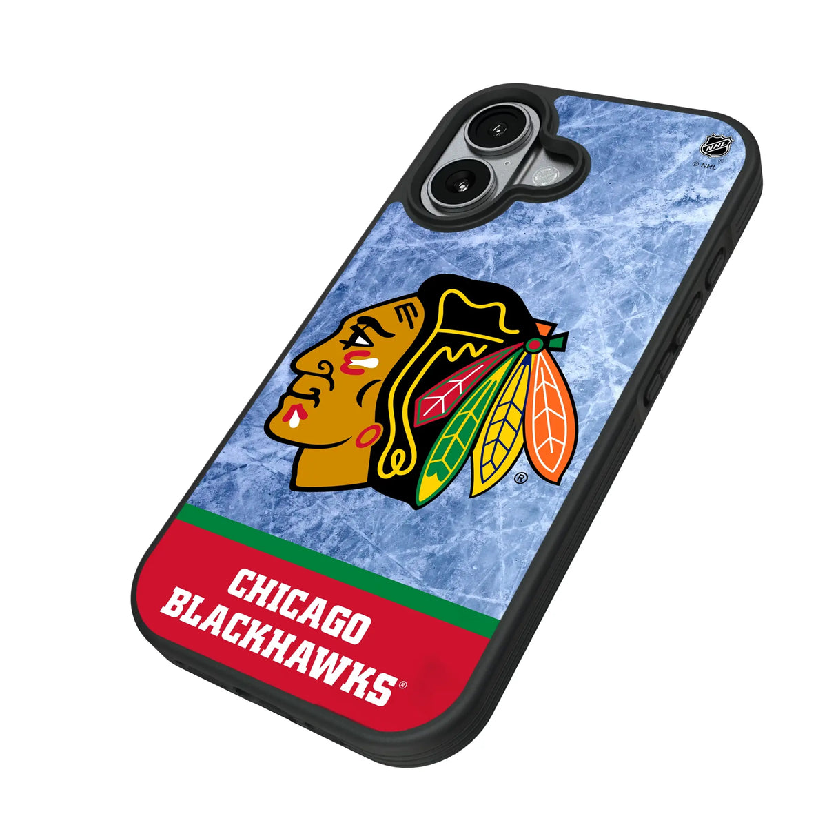 Chicago Blackhawks Ice Wordmark iPhone Bump Phone Case for Apple iPhone - Isometric View#Device_iPhone 17