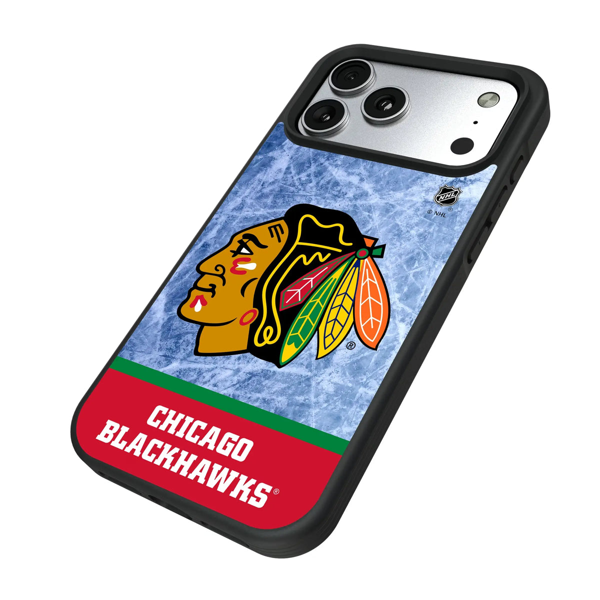 Chicago Blackhawks Ice Wordmark iPhone Bump Phone Case for Apple iPhone - Isometric View#Device_iPhone 17 Pro Max