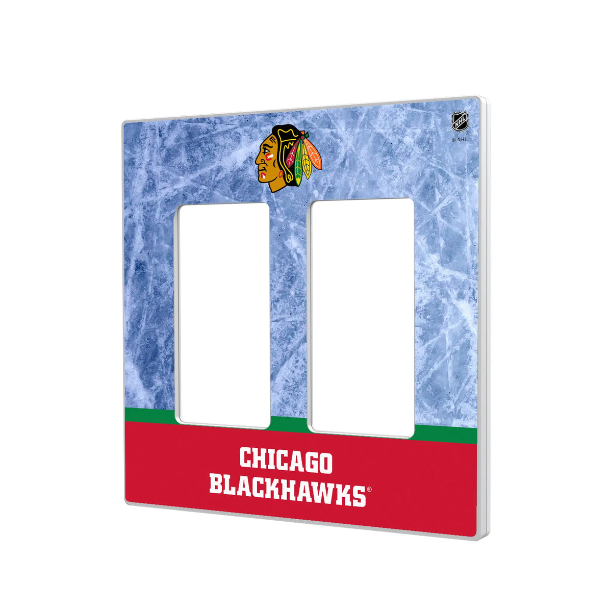 Chicago Blackhawks Ice Wordmark Hidden-Screw Light Switch Plate#Style_Double Rocker