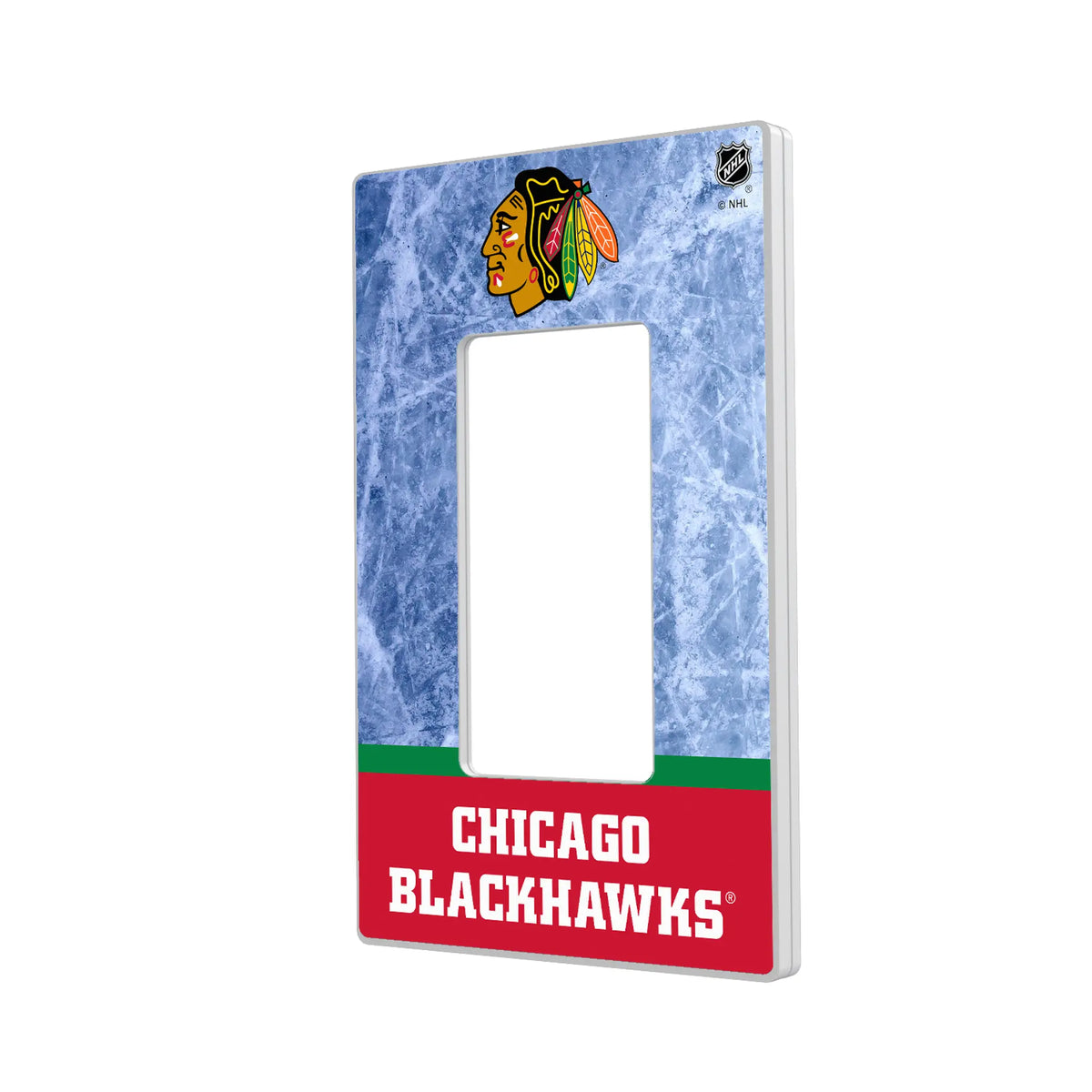 Chicago Blackhawks Ice Wordmark Hidden-Screw Light Switch Plate#Style_Single Rocker