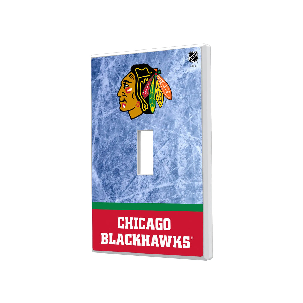 Chicago Blackhawks Ice Wordmark Hidden-Screw Light Switch Plate#Style_Single Toggle