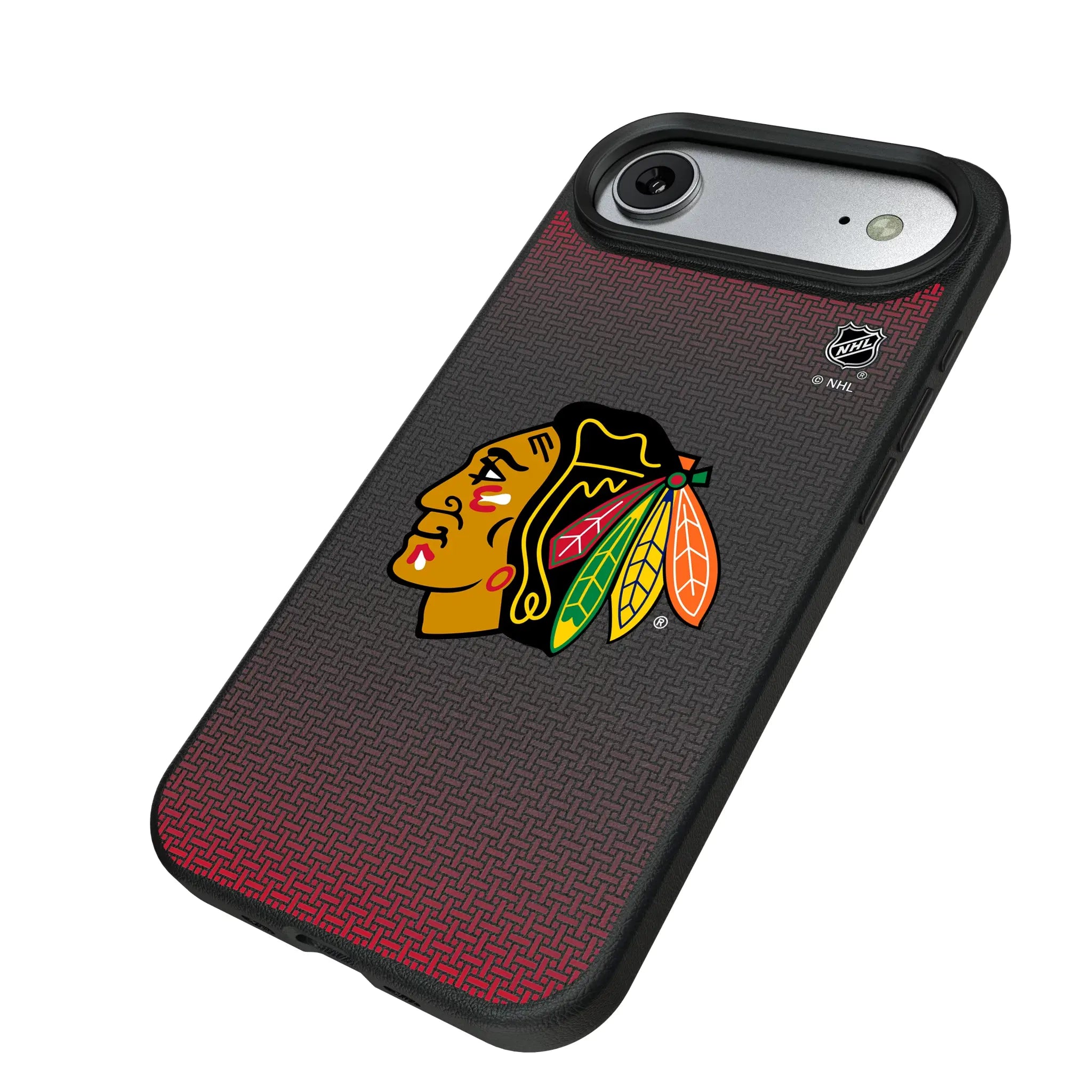 Chicago Blackhawks Linen iPhone MagSafe Compatible Phone Case for Apple iPhone - Isometric View#Device_iPhone Air
