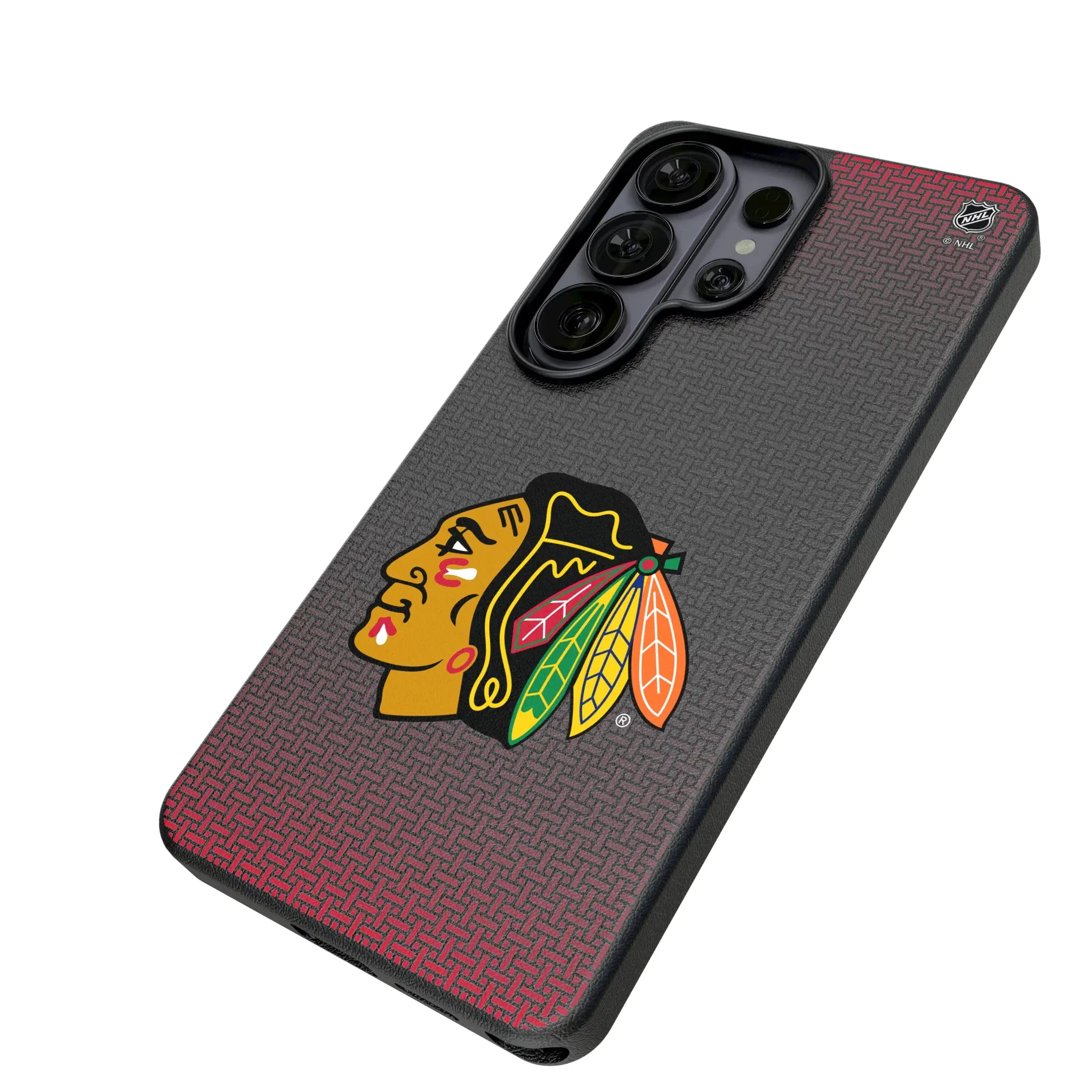 Chicago Blackhawks Linen Galaxy MagSafe Compatible Phone Case for Samsung Galaxy - Isometric View#Device_Galaxy S26 Ultra