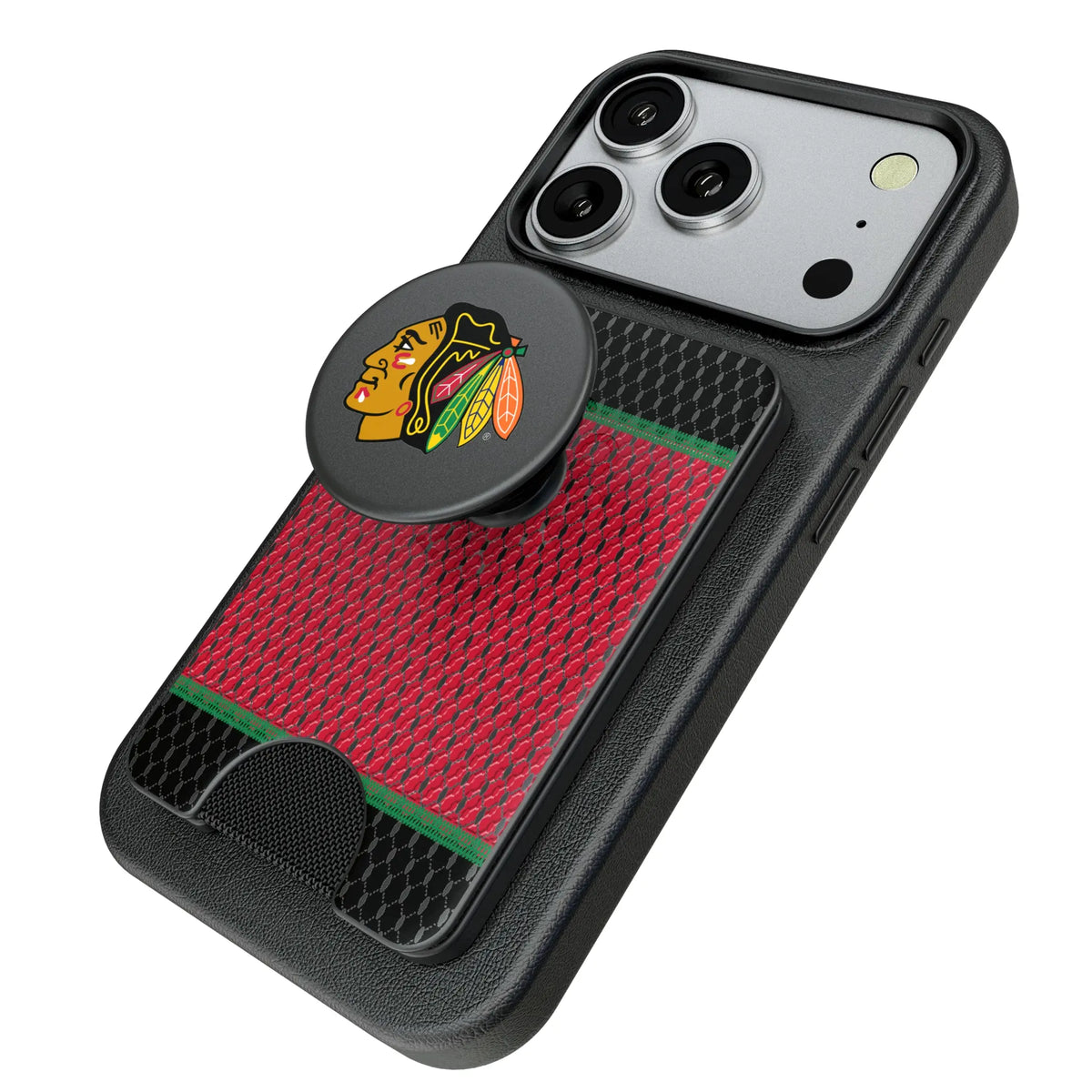 Chicago Blackhawks Mesh Popsockets Wallet Magnetic - Isometric View