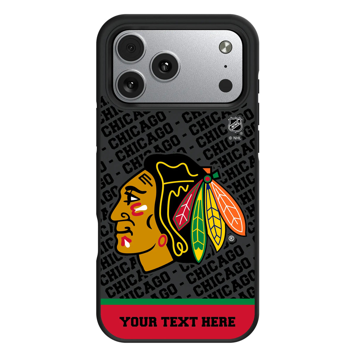 Chicago Blackhawks Personalized EndZone Plus iPhone Bump Phone Case for Apple iPhone#Device_iPhone 17 Pro Max