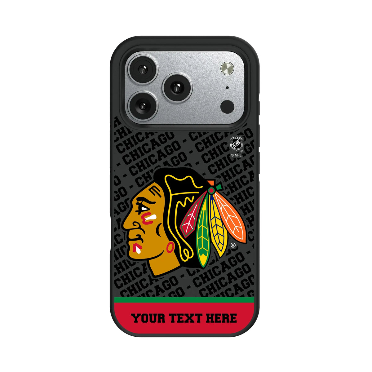 Chicago Blackhawks Personalized EndZone Plus iPhone Bump Phone Case for Apple iPhone#Device_iPhone 17 Pro