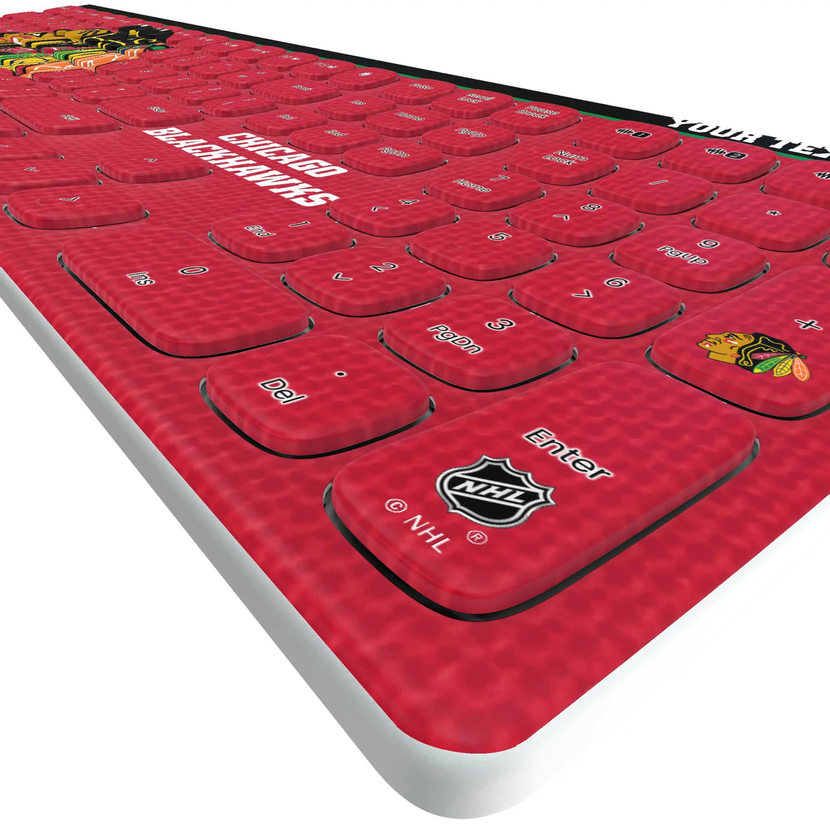 Chicago Blackhawks Personalized Endzone Solid KKB605 Curved Wireless Keyboard - Detail